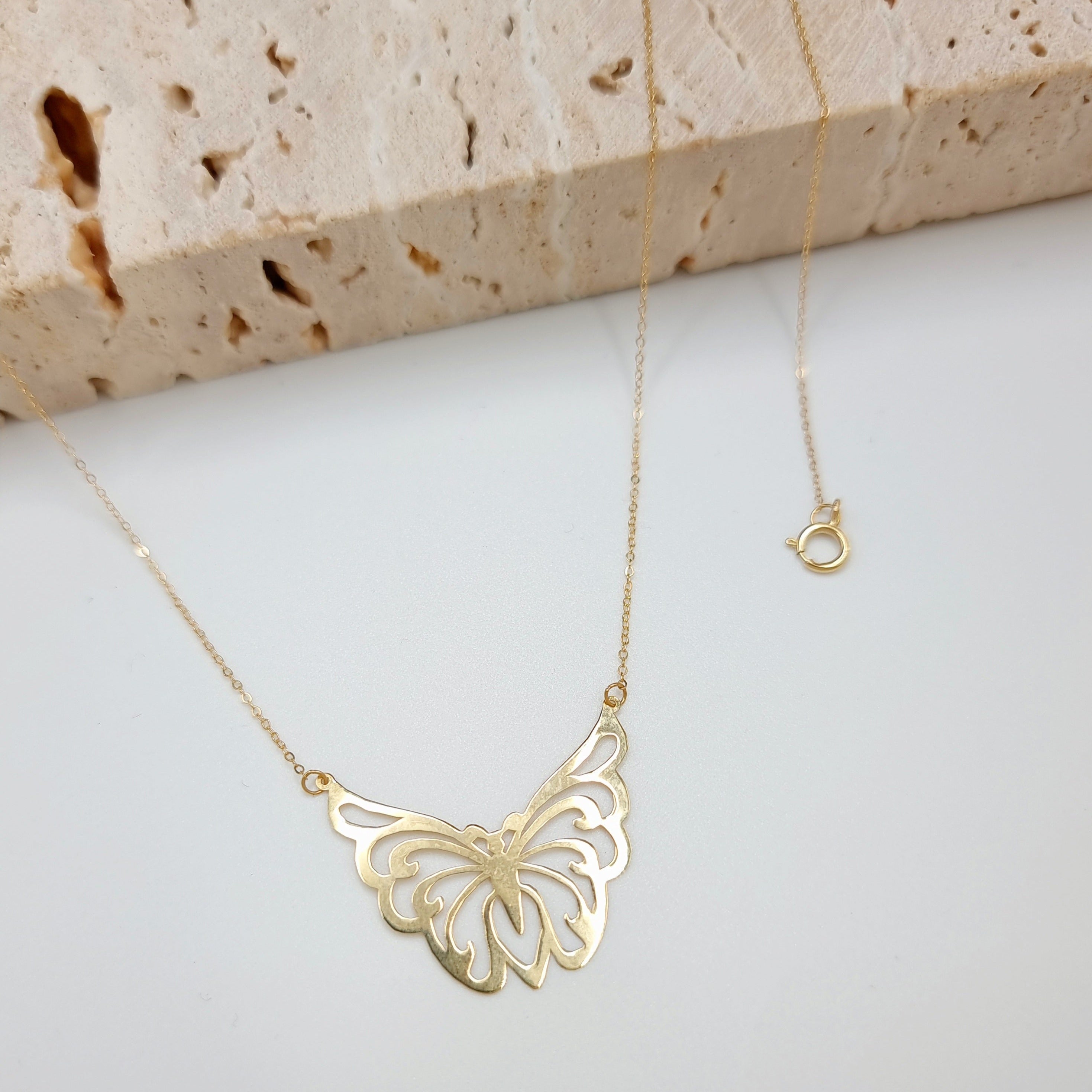 18K Pure Gold Butterfly Necklace