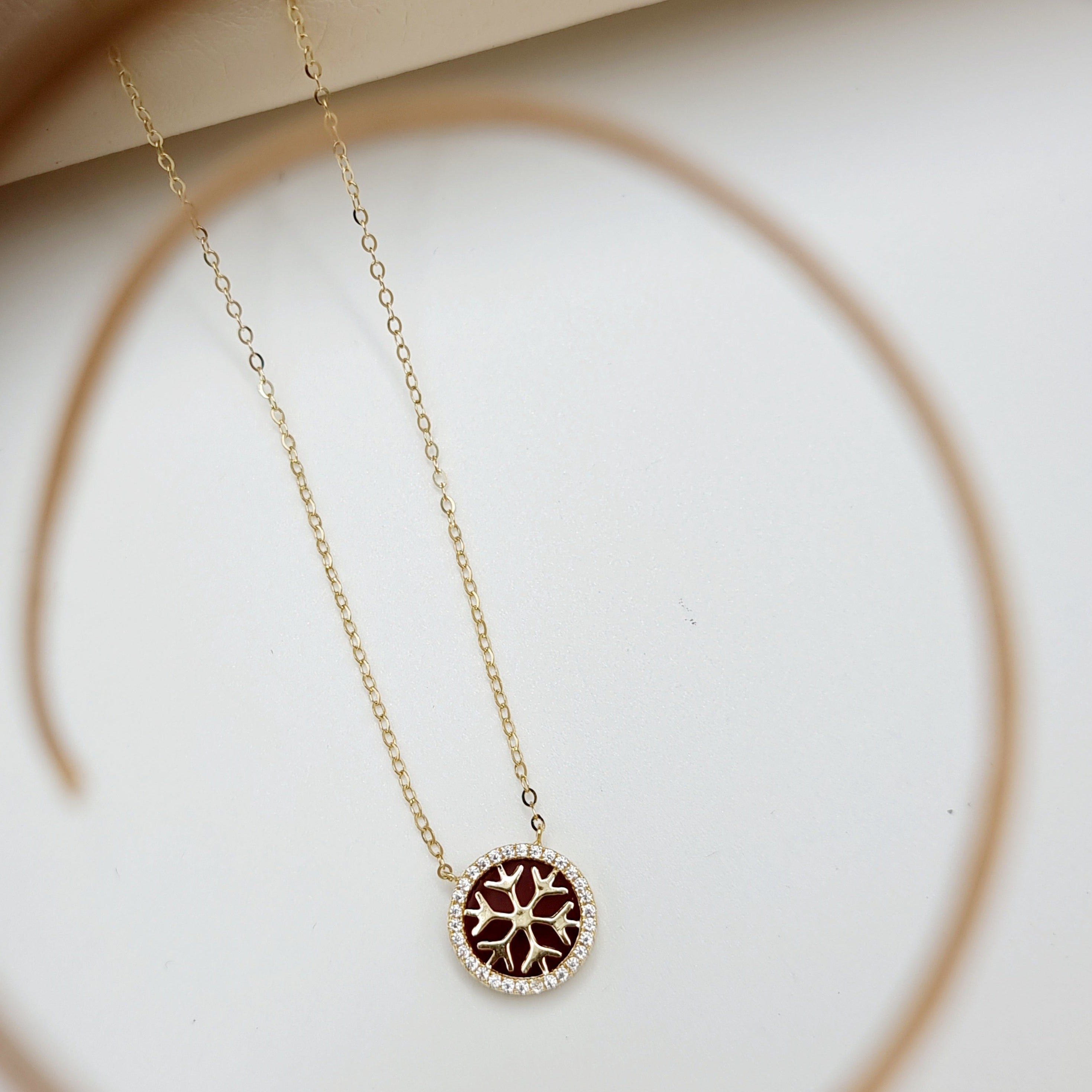 18K Pure Gold Snow Flakes Necklace
