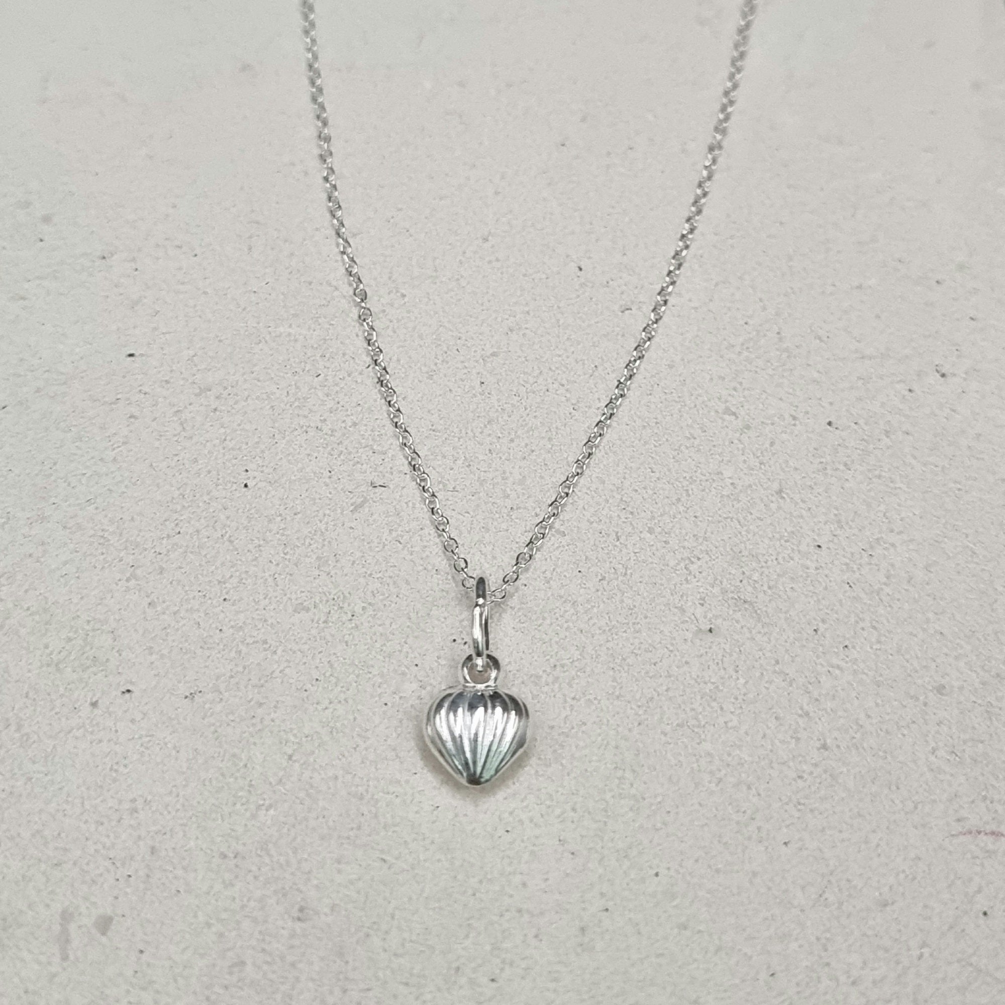 Real 925 Sterling Silver Lined Heart Necklace