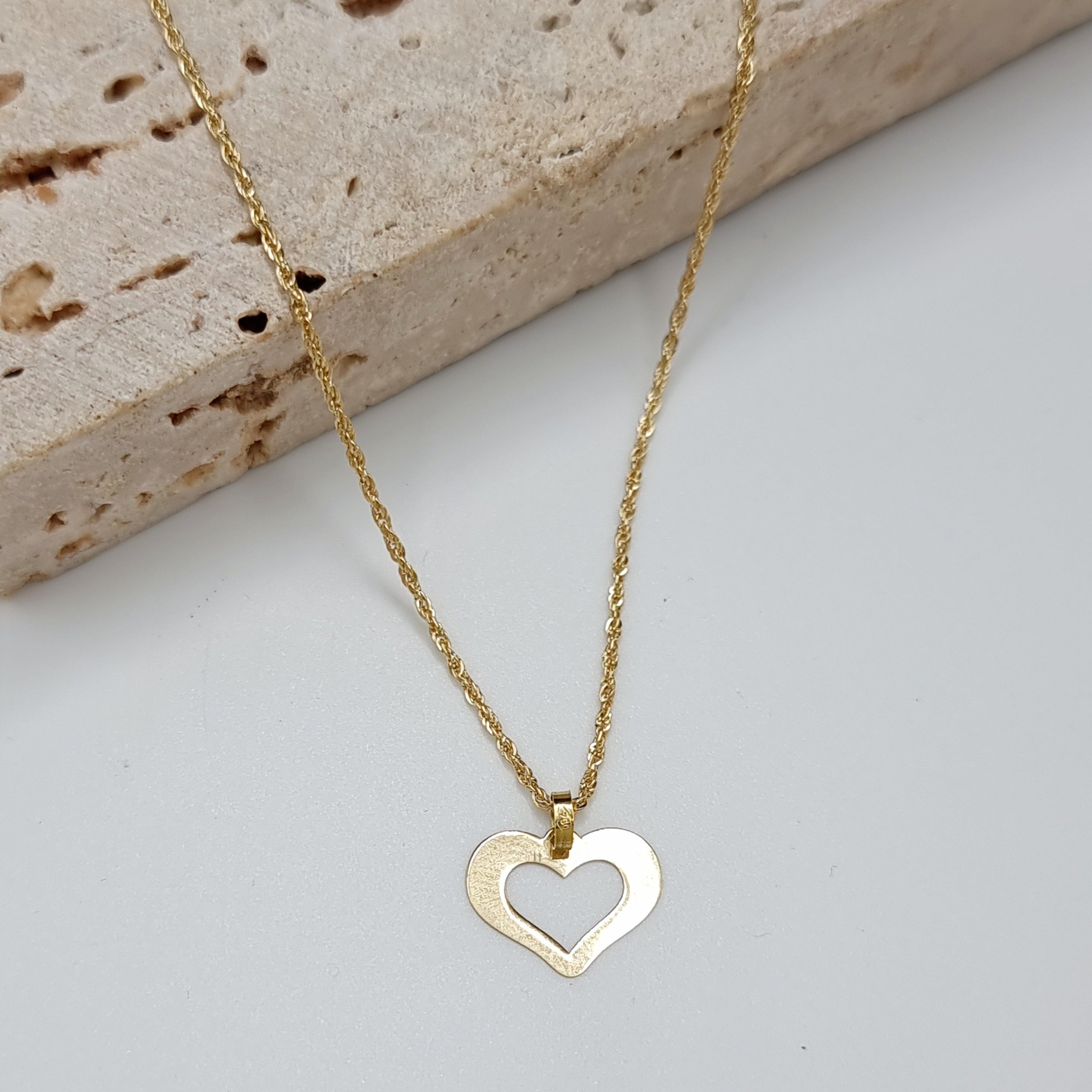 18K Pure Gold Heart Necklace