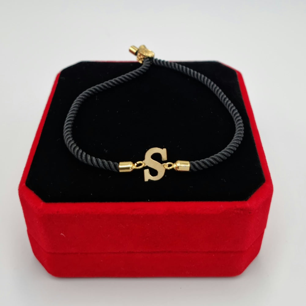 18K Pure Gold Thread Adjustable Letter S Bracelet