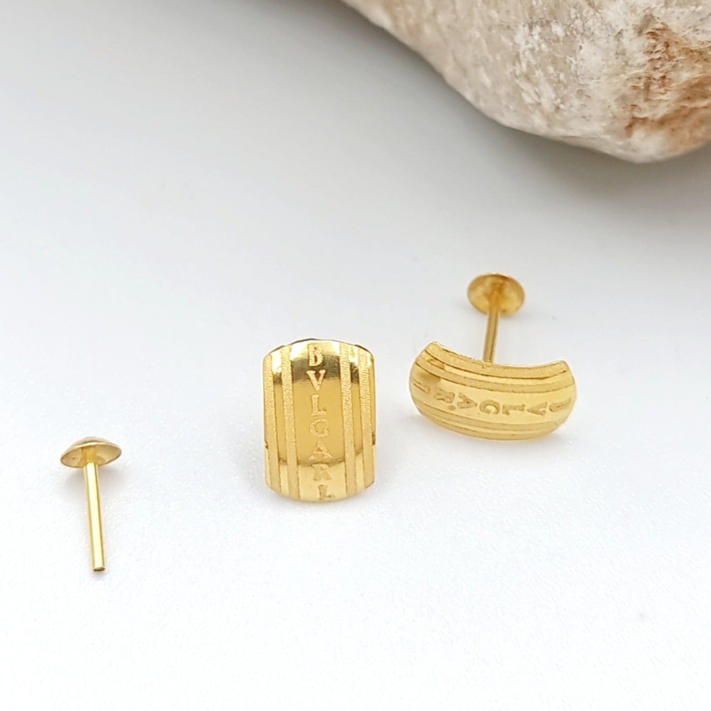 18K Pure Gold Elegant Stud Earring Set