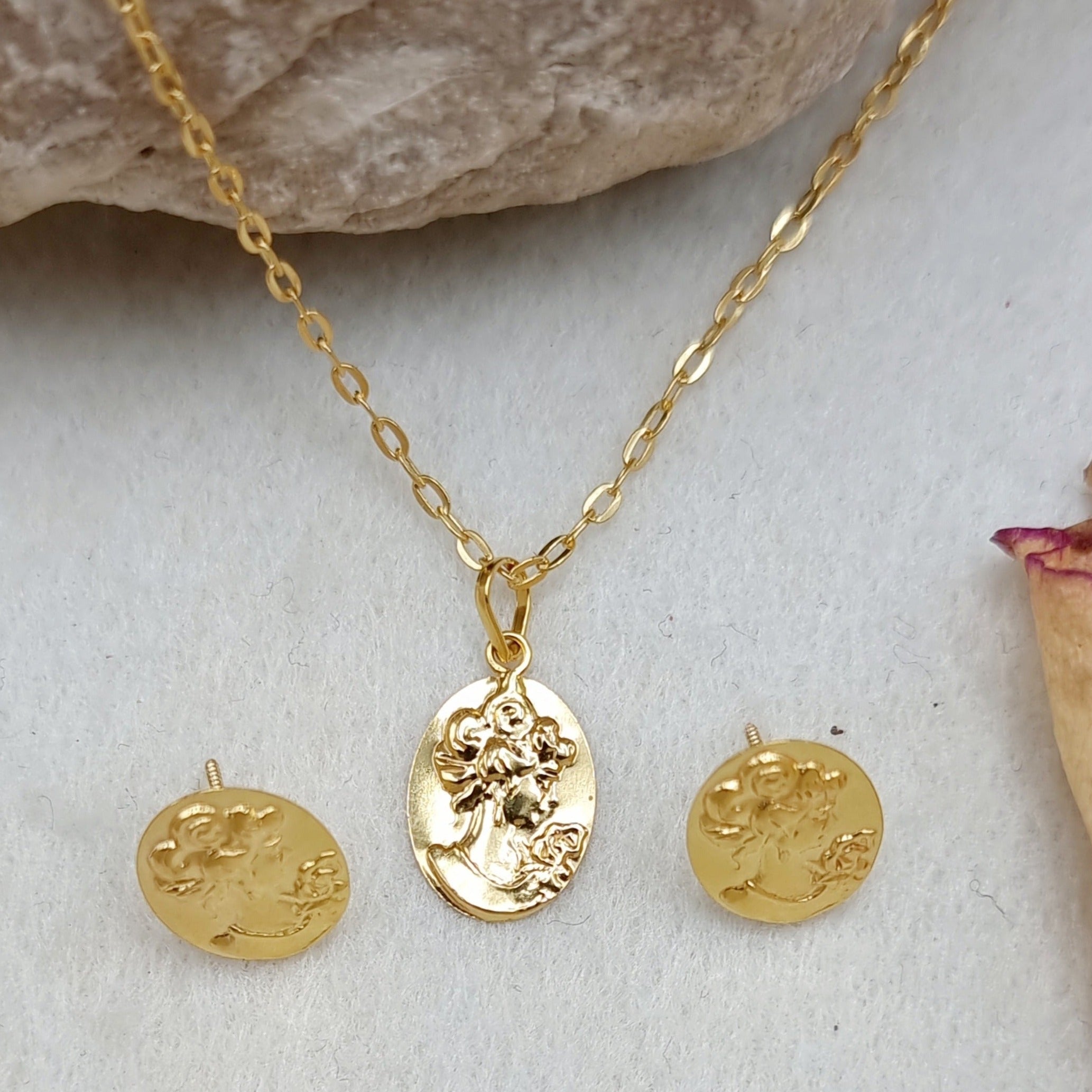 18K Pure Gold Princess Clip Jewelry Set