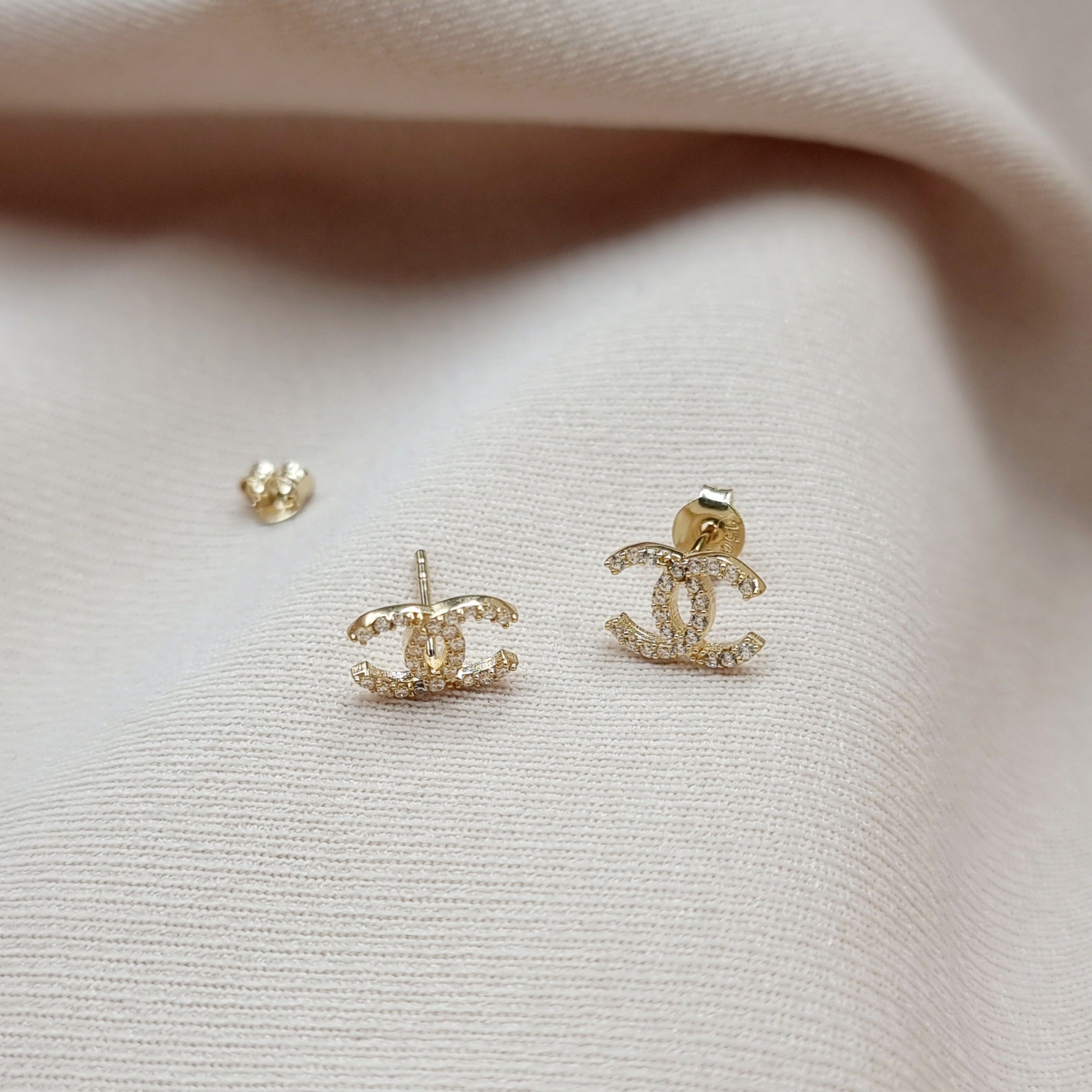 18K Pure Gold C.H Earring Set