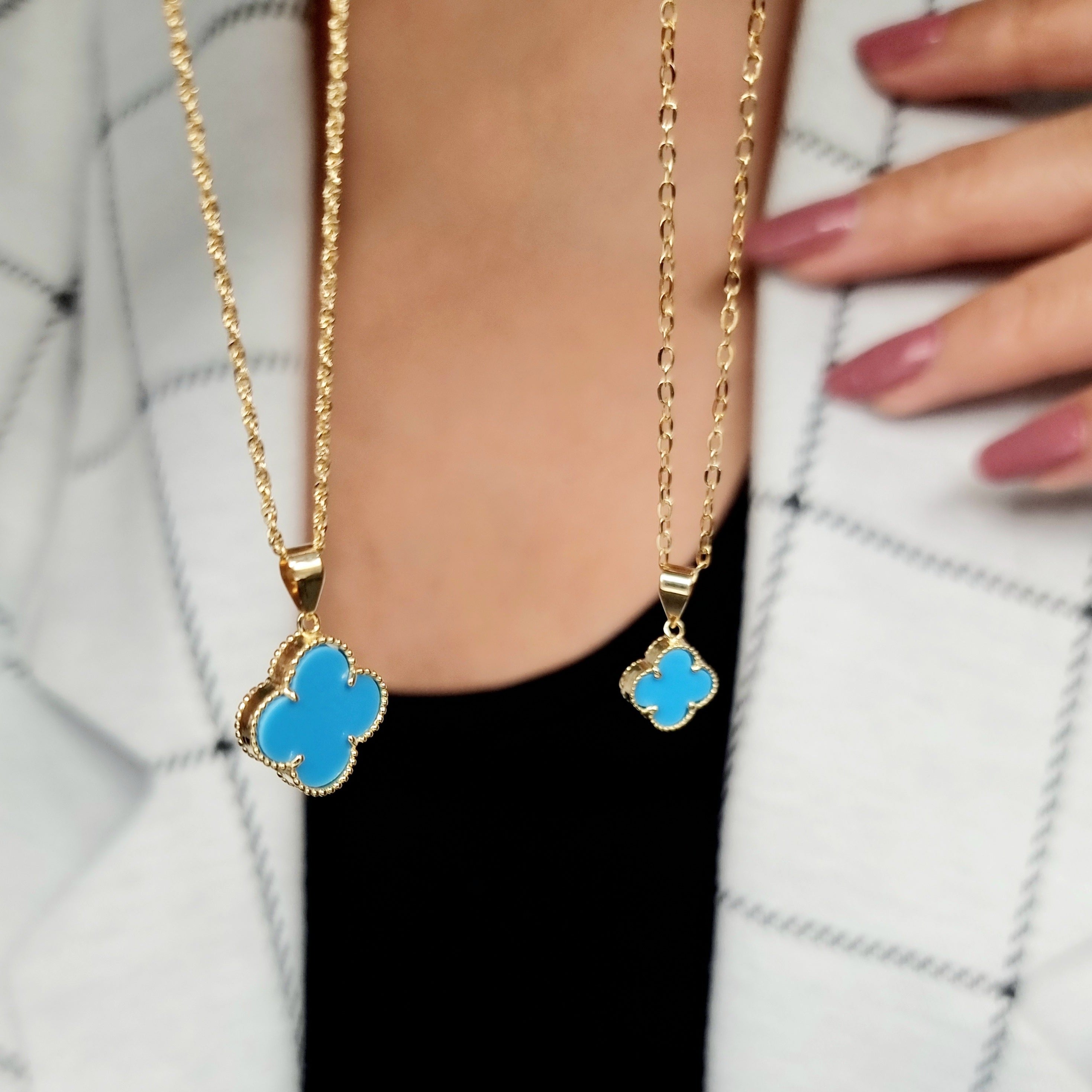 18K Pure Gold V.C Sky Blue Necklace