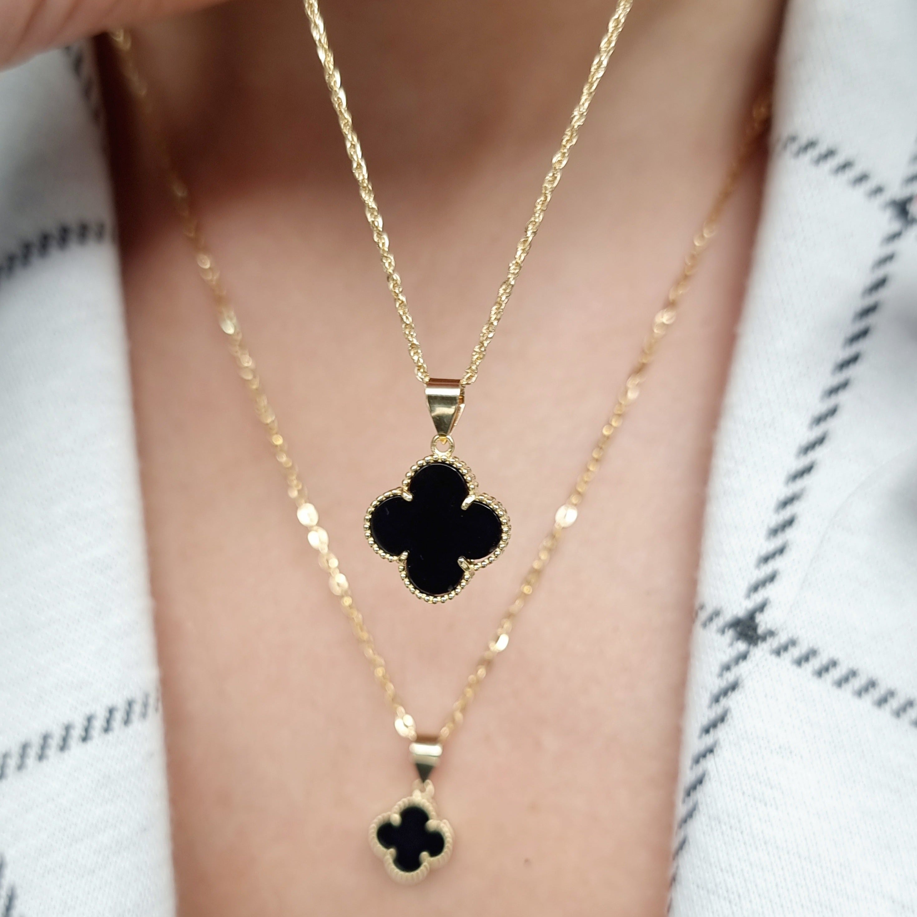 18K Pure Gold V.C Black Necklace