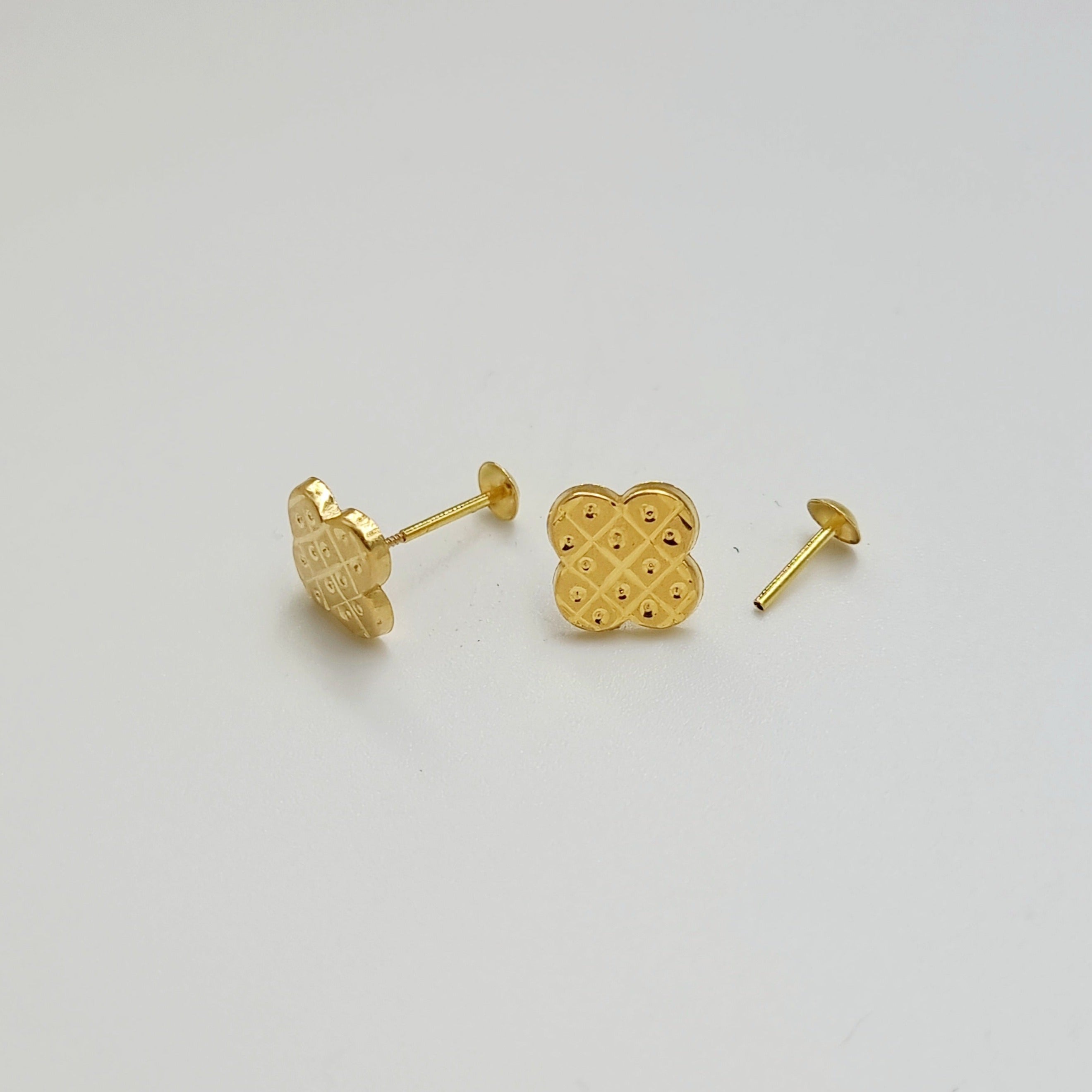 18K Pure Gold Elegant Screw Earring Set
