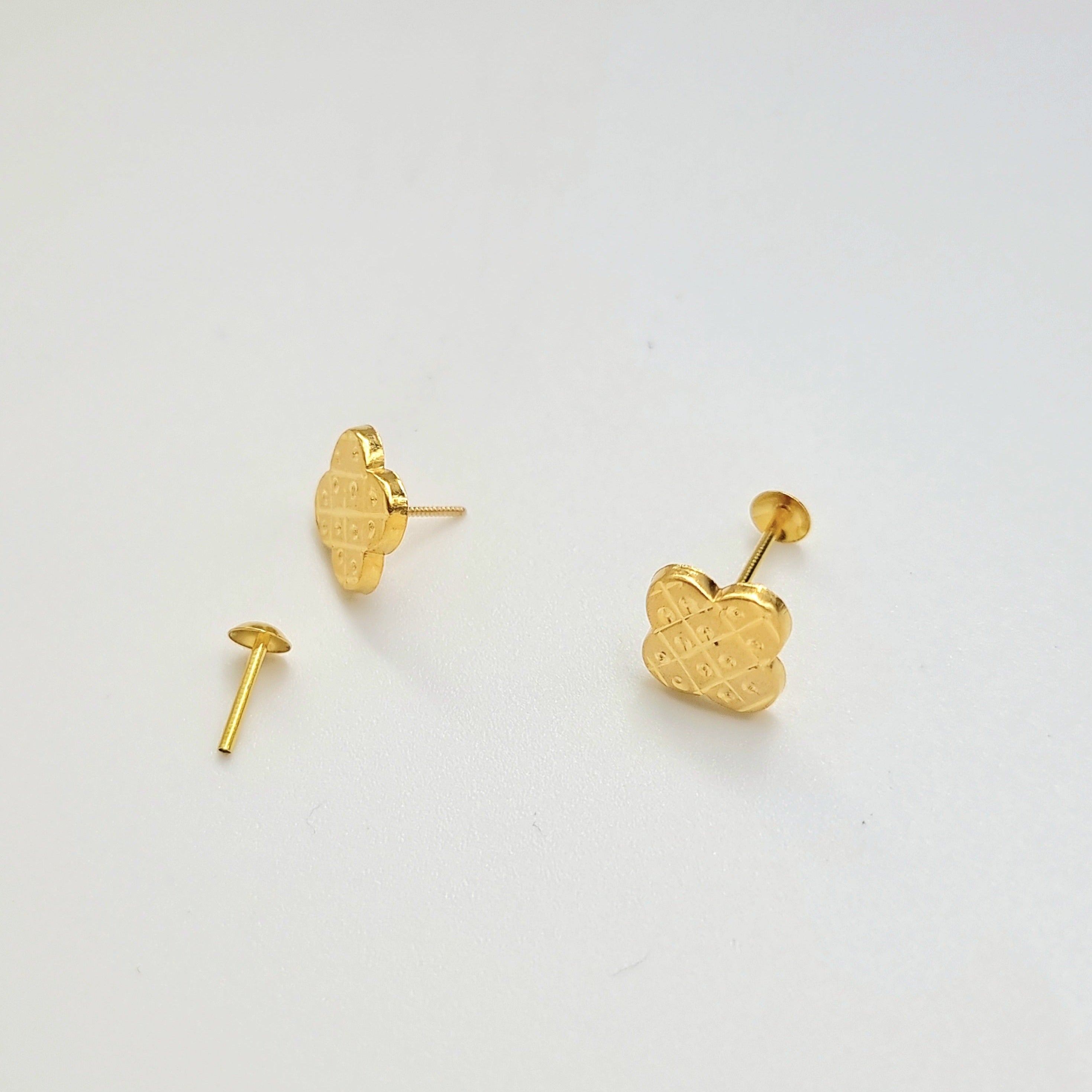 18K Pure Gold Elegant Screw Earring Set
