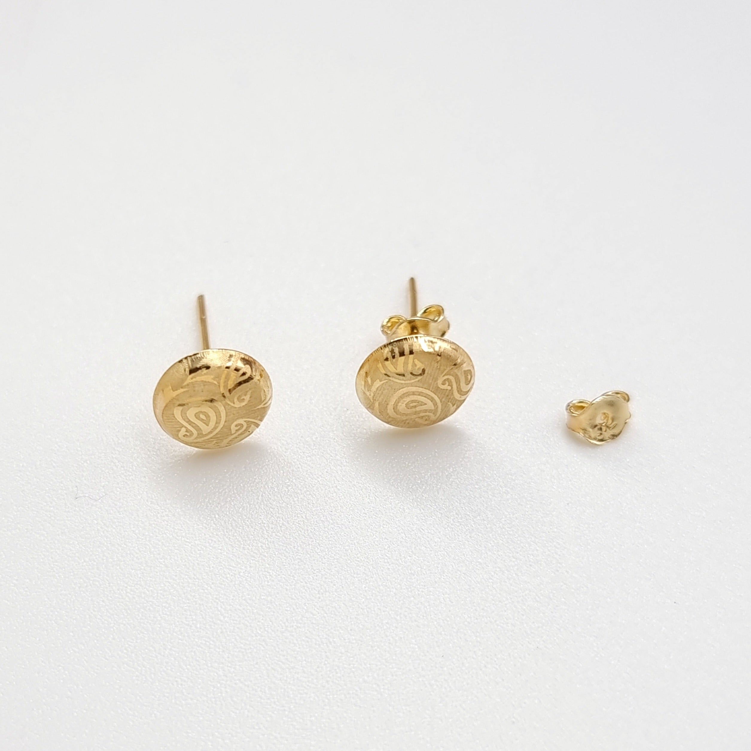 18K Pure Gold Fine Stud Earring Set