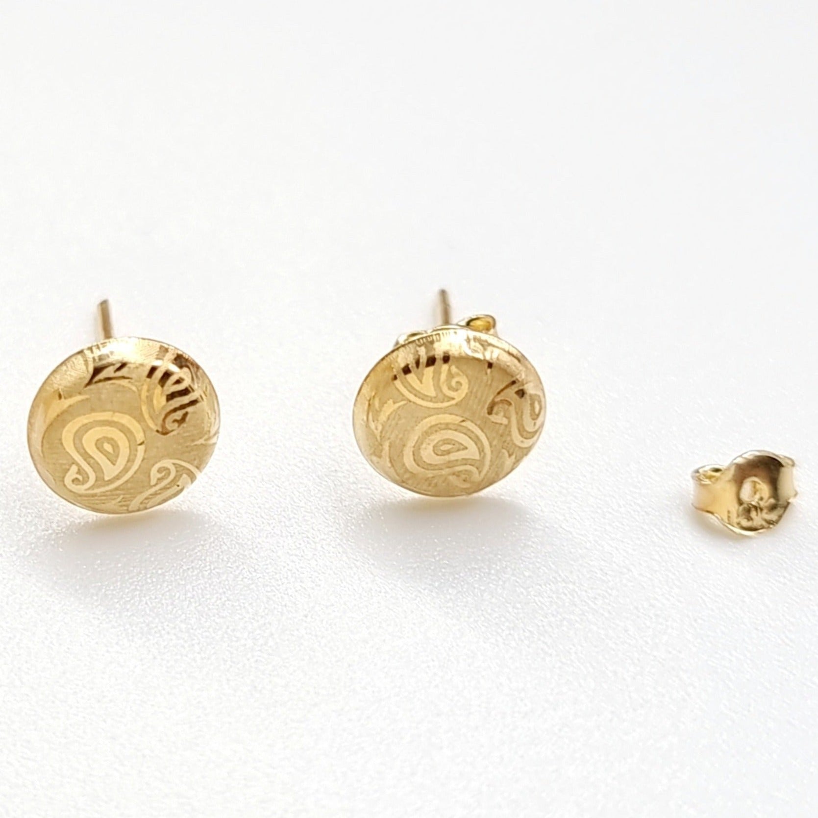 18K Pure Gold Fine Stud Earring Set