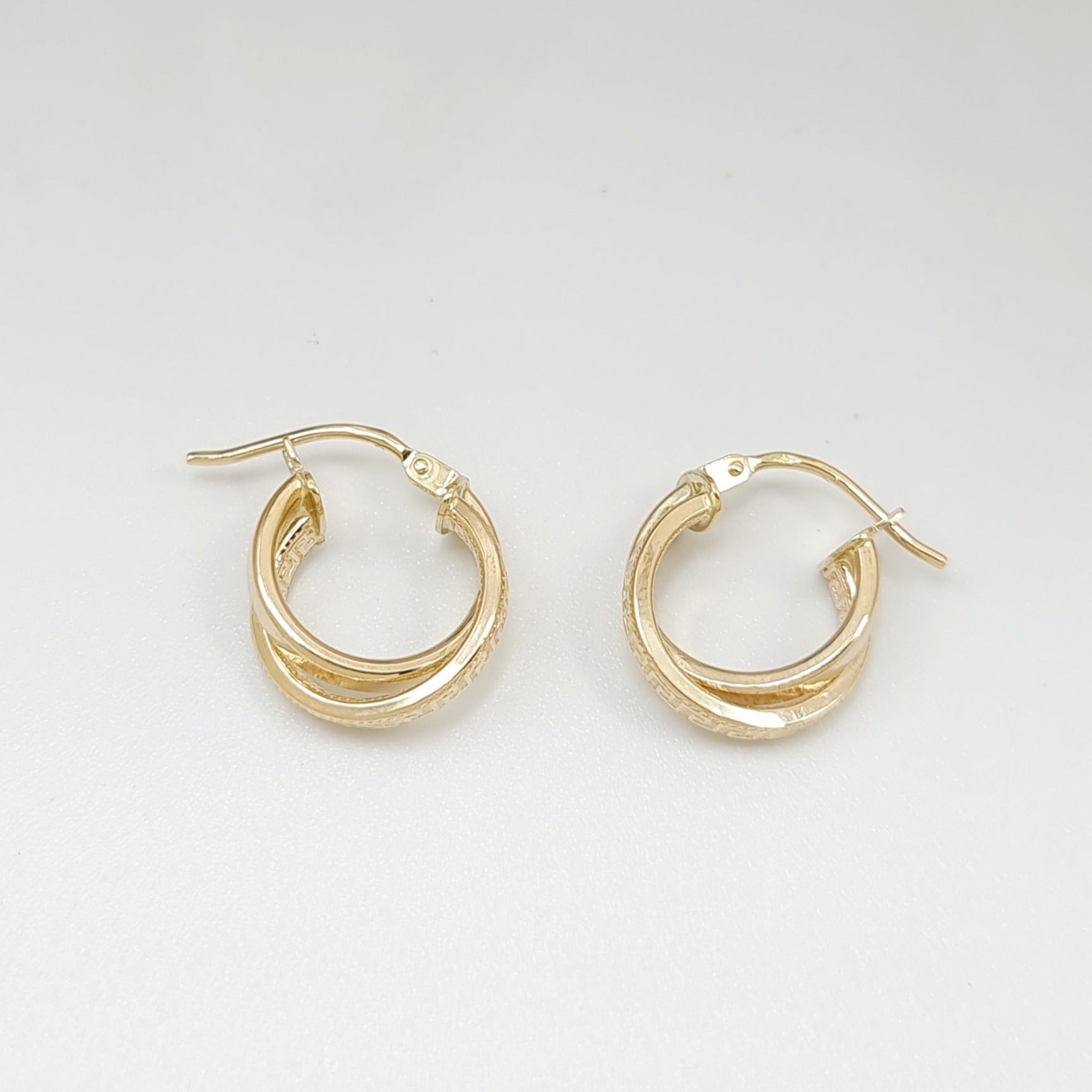 18K Pure Gold Double Hoop Earring Set