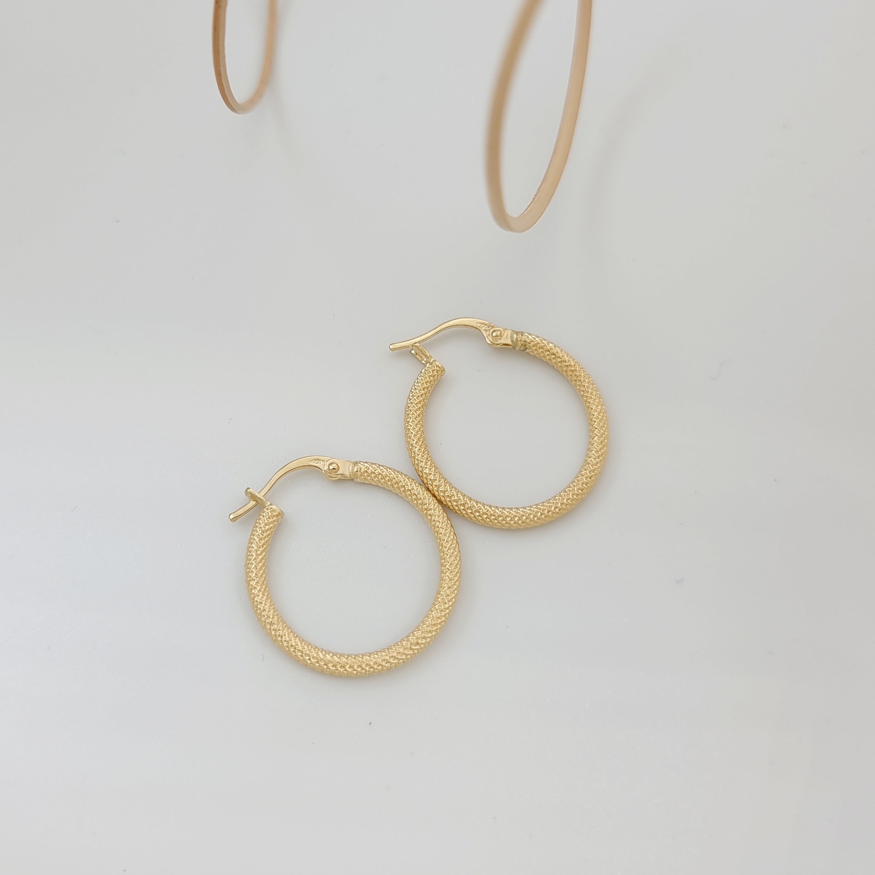 18K Pure Gold Hoop Earring Set