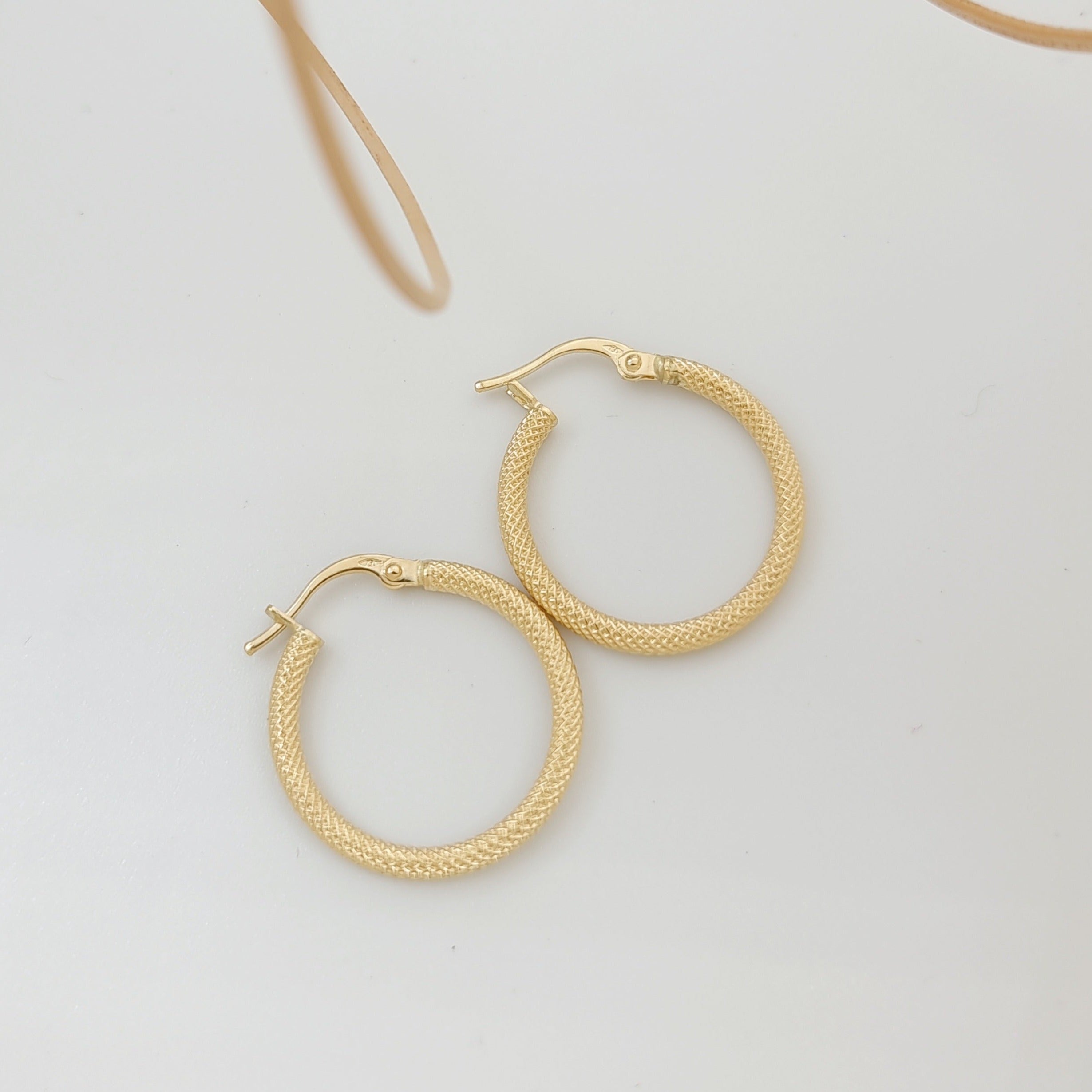 18K Pure Gold Hoop Earring Set