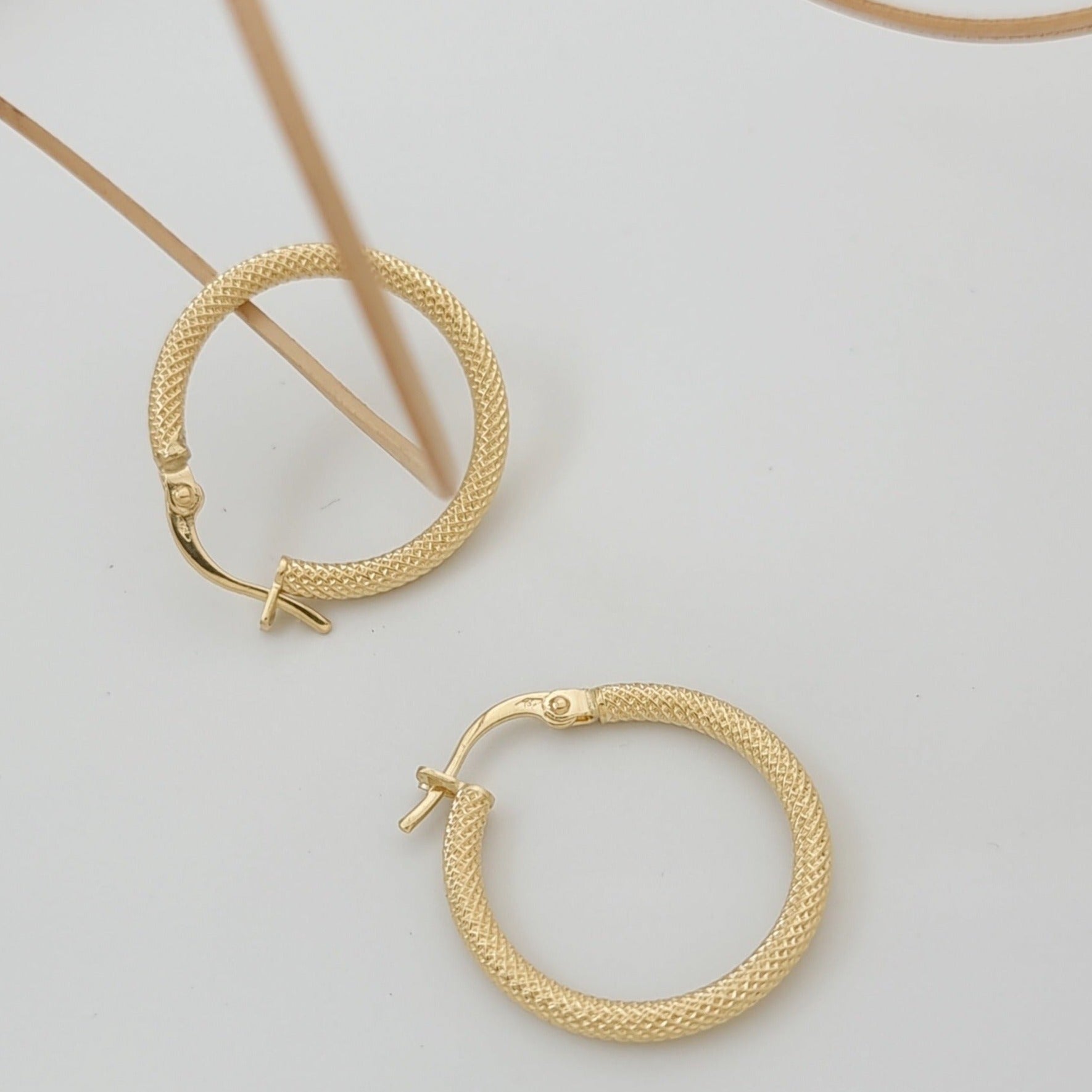 18K Pure Gold Hoop Earring Set