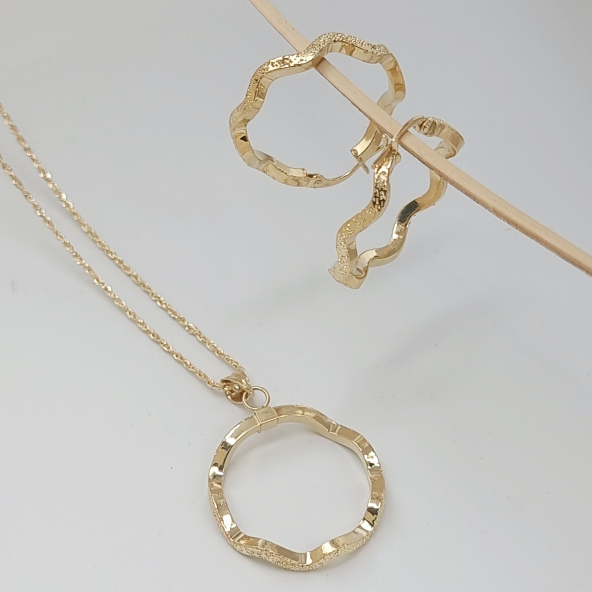 18K Pure Gold Round Jewelry Set