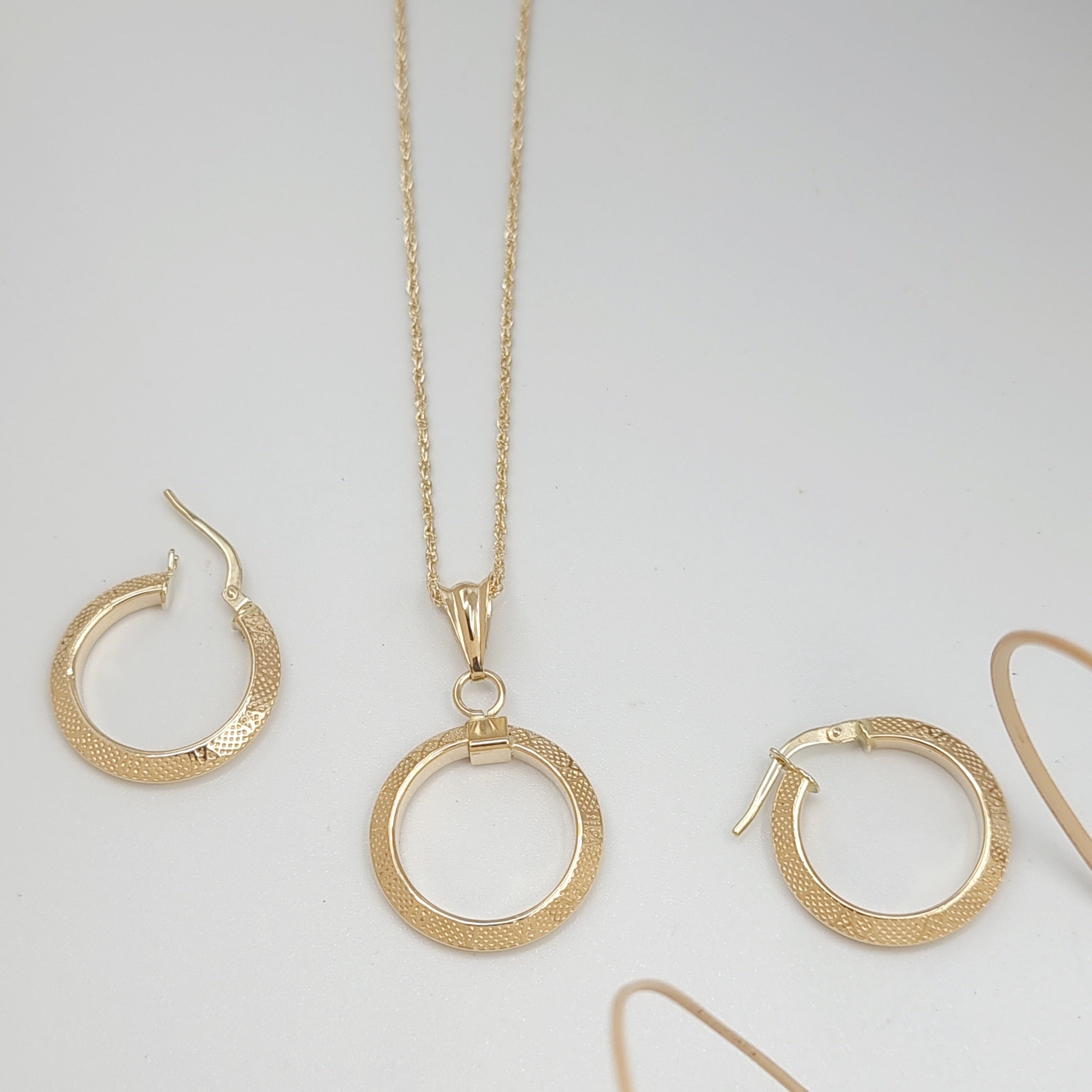 18K Pure Gold Round Jewelry Set