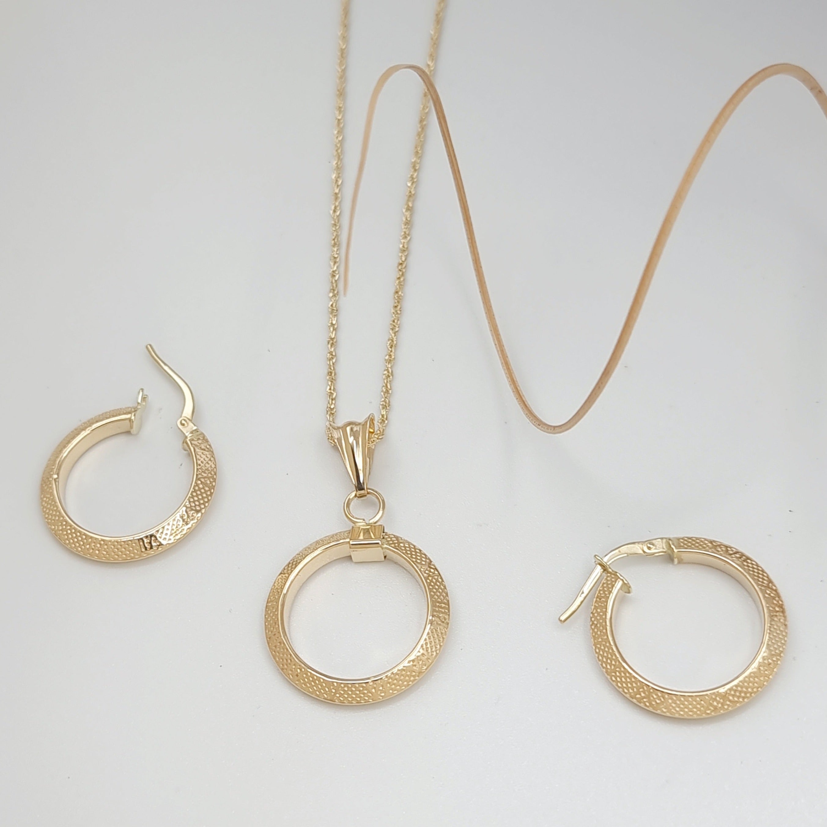 18K Pure Gold Round Jewelry Set