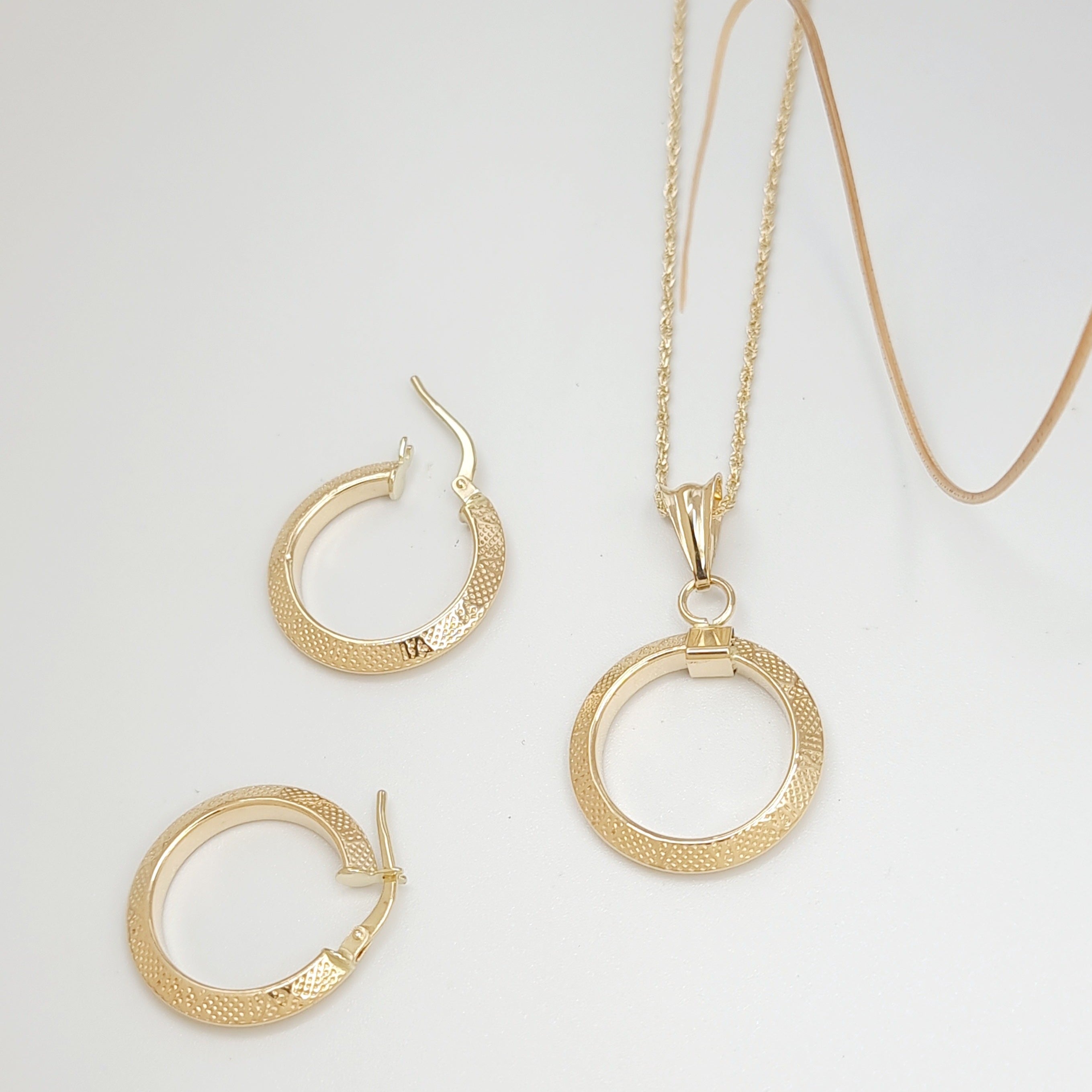 18K Pure Gold Round Jewelry Set