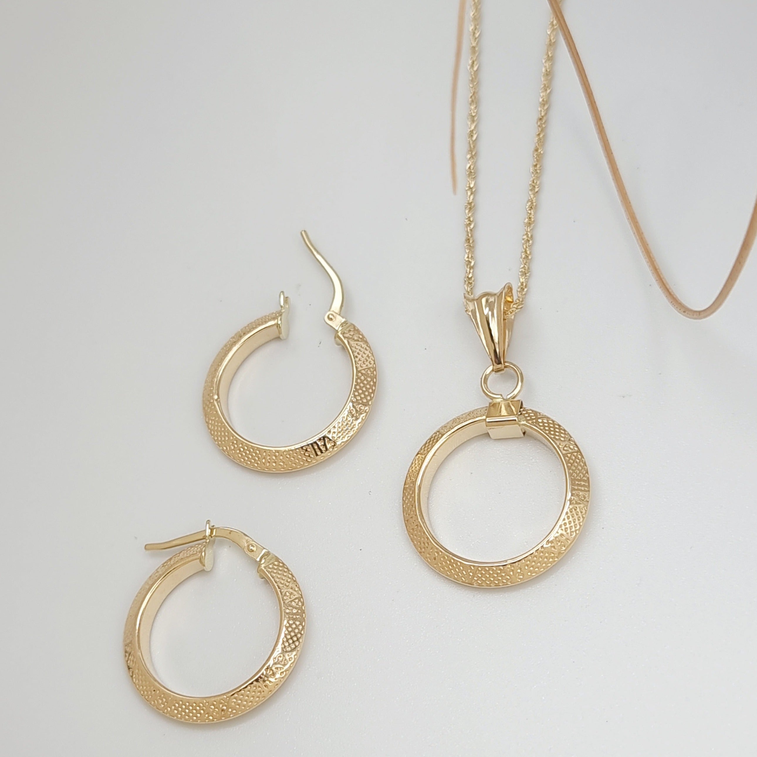 18K Pure Gold Round Jewelry Set