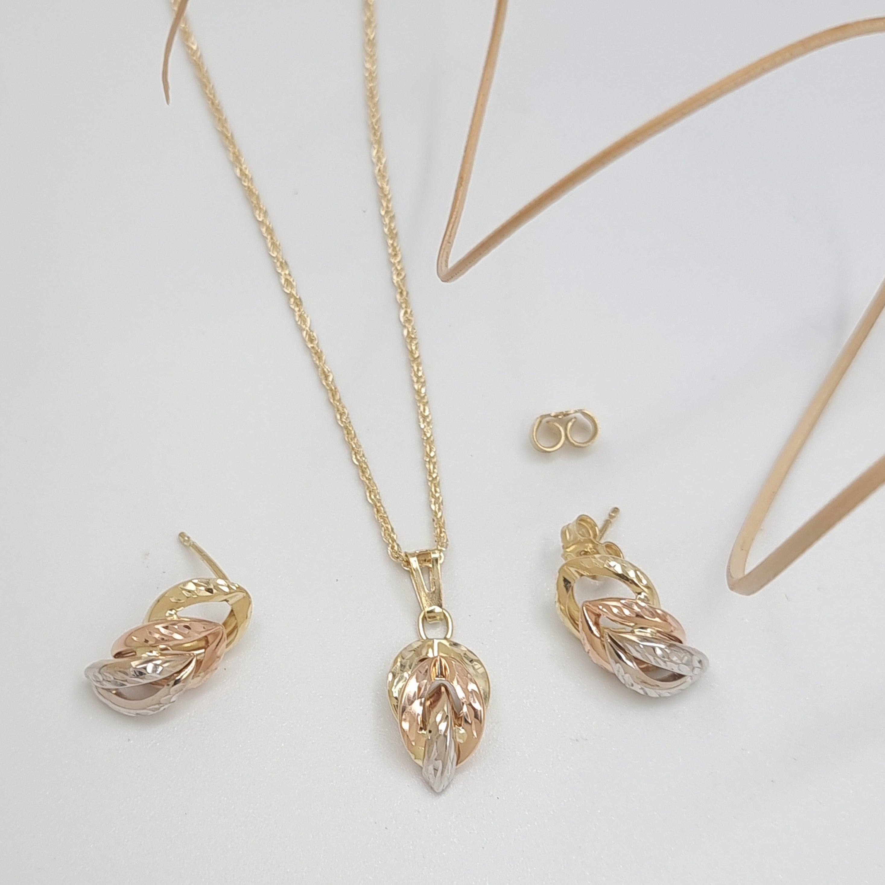 18K Pure Gold Leaf Jewelry Set