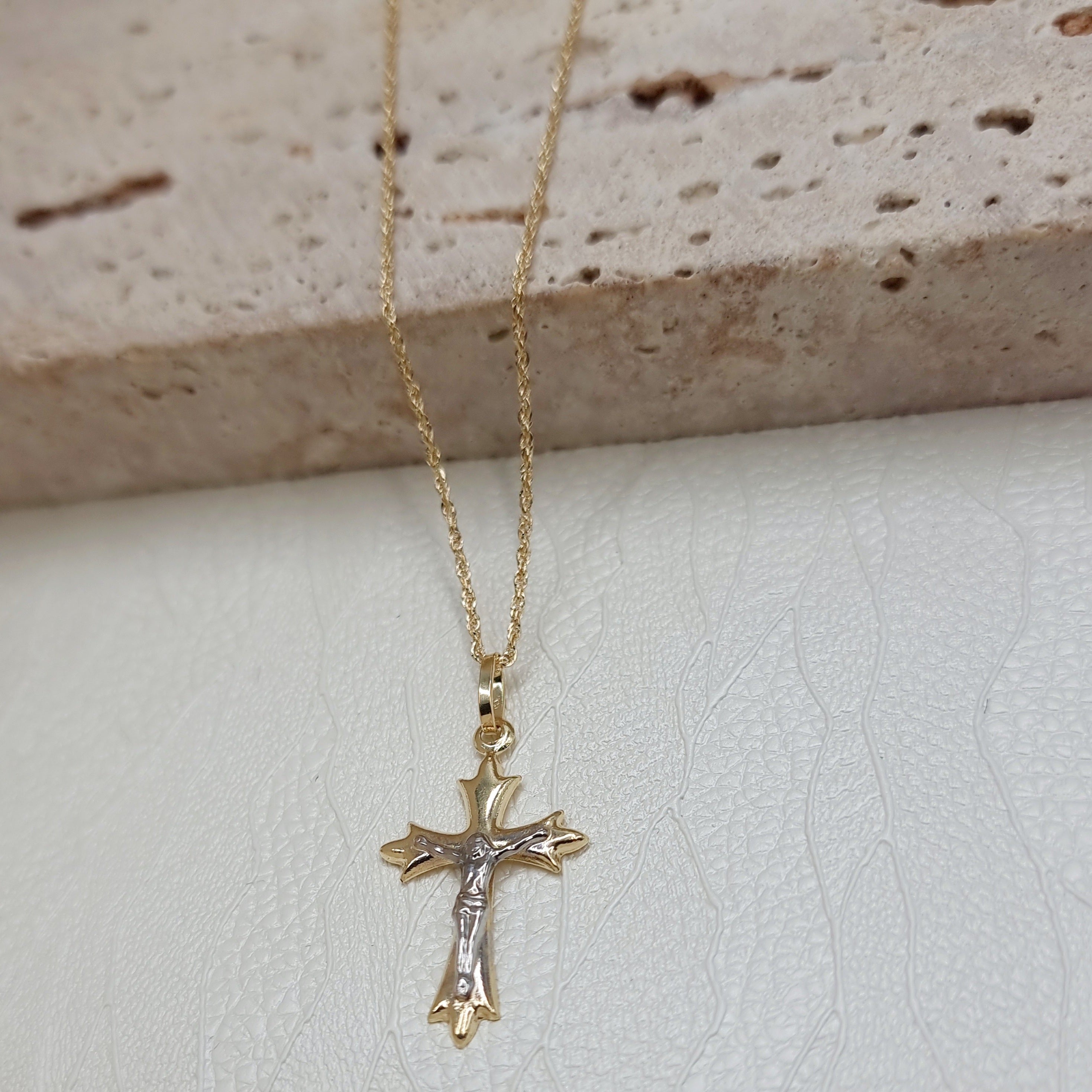 18K Pure Gold Jesus Cross Necklace