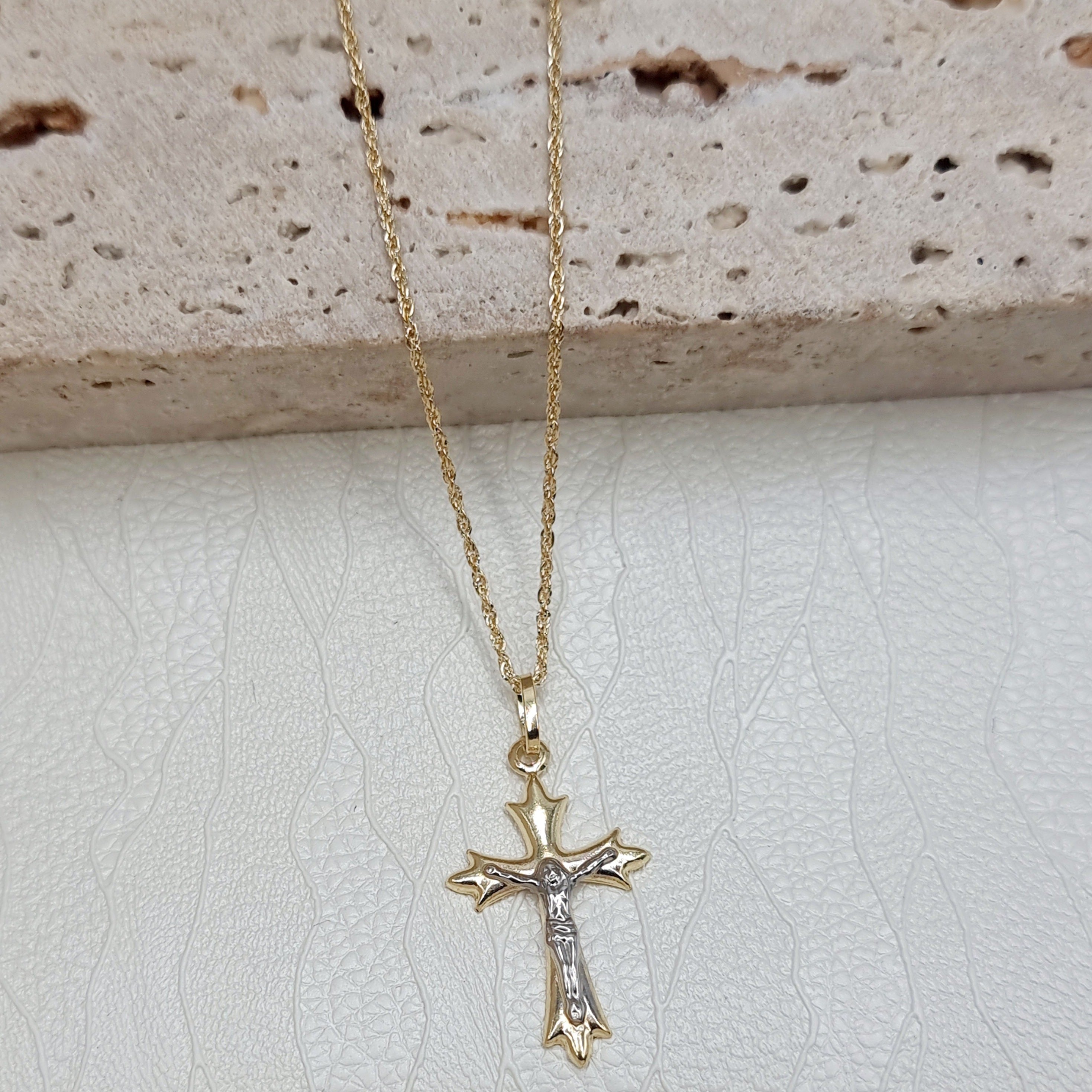 18K Pure Gold Jesus Cross Necklace