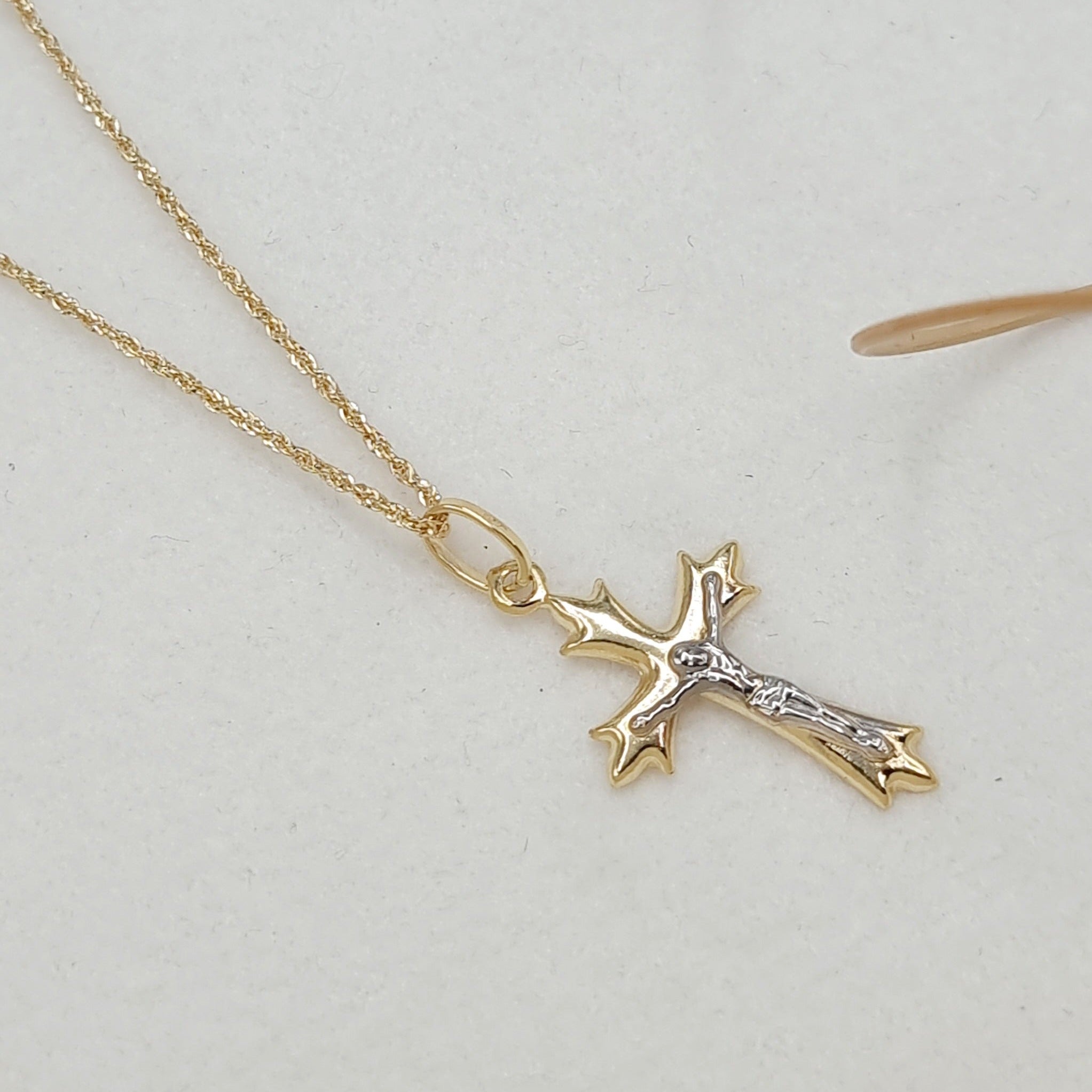 18K Pure Gold Jesus Cross Necklace