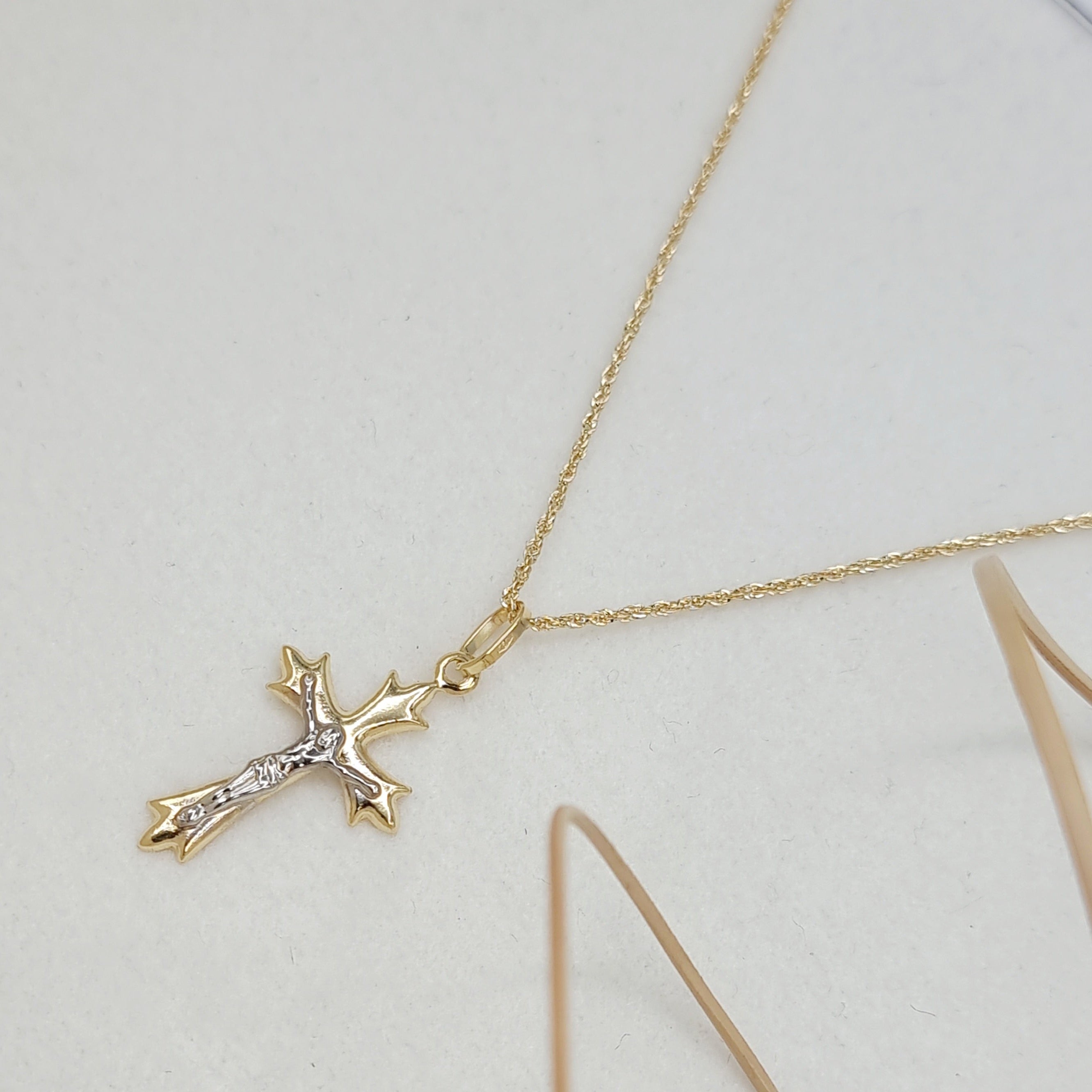 18K Pure Gold Jesus Cross Necklace