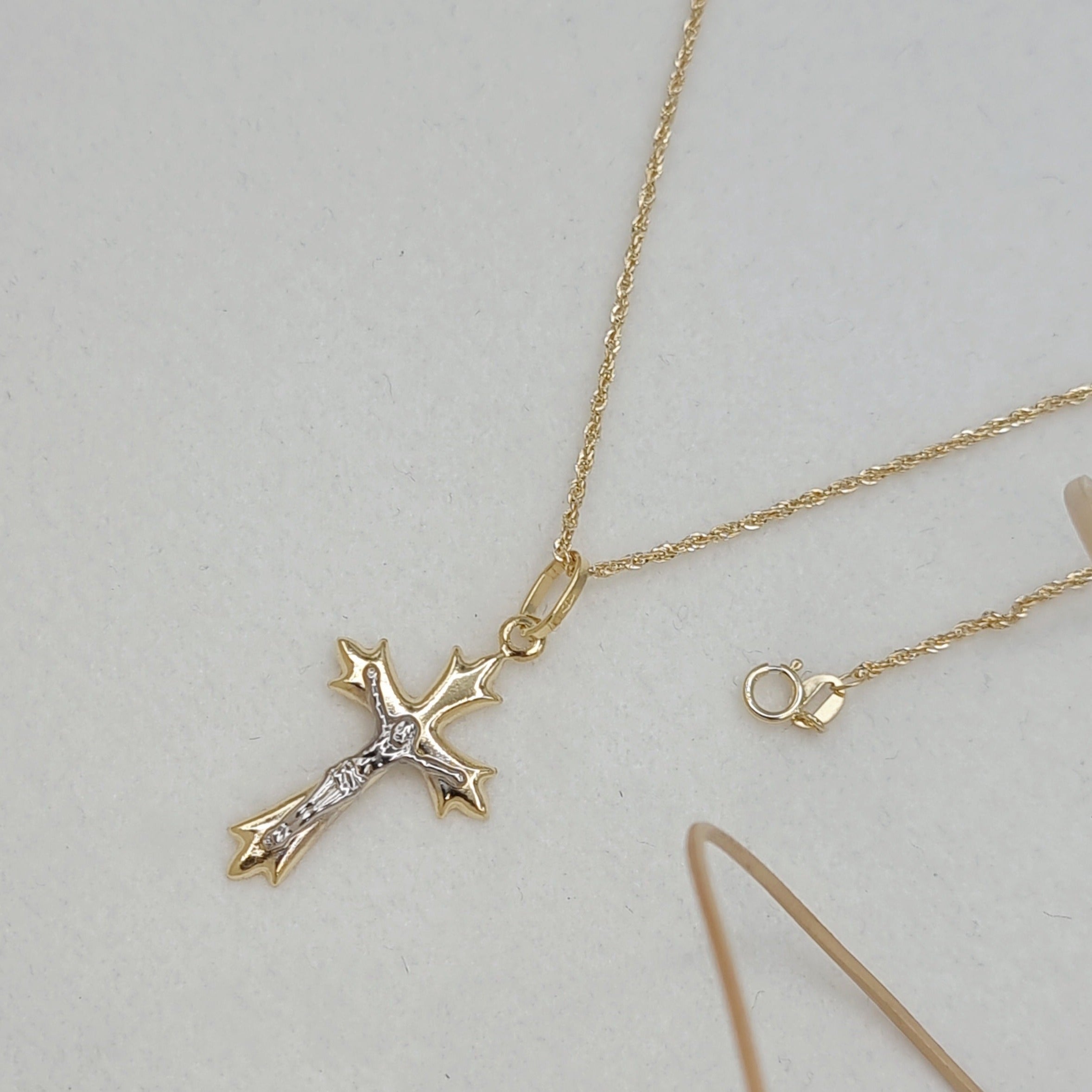 18K Pure Gold Jesus Cross Necklace