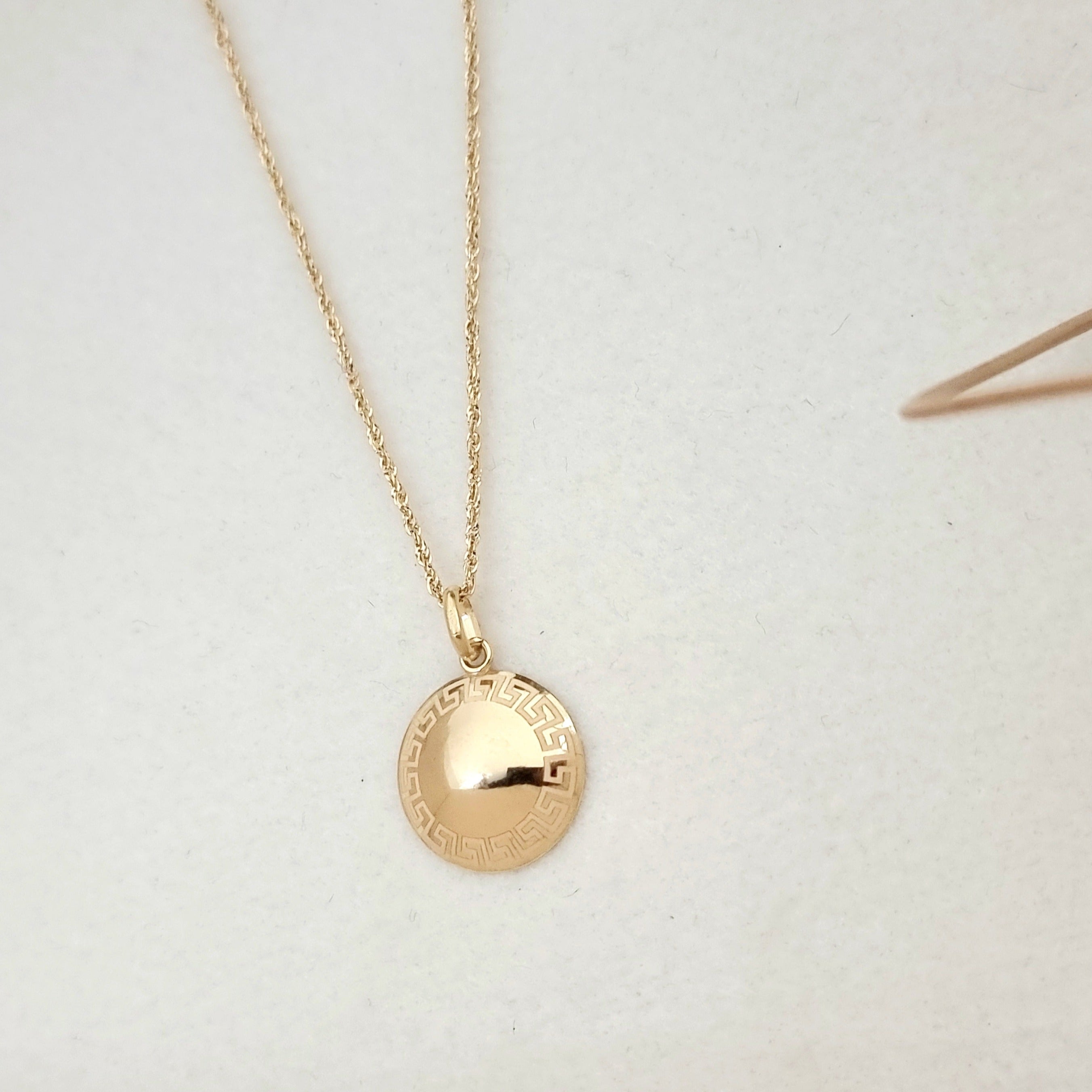 18K Pure Gold Round M.H Necklace