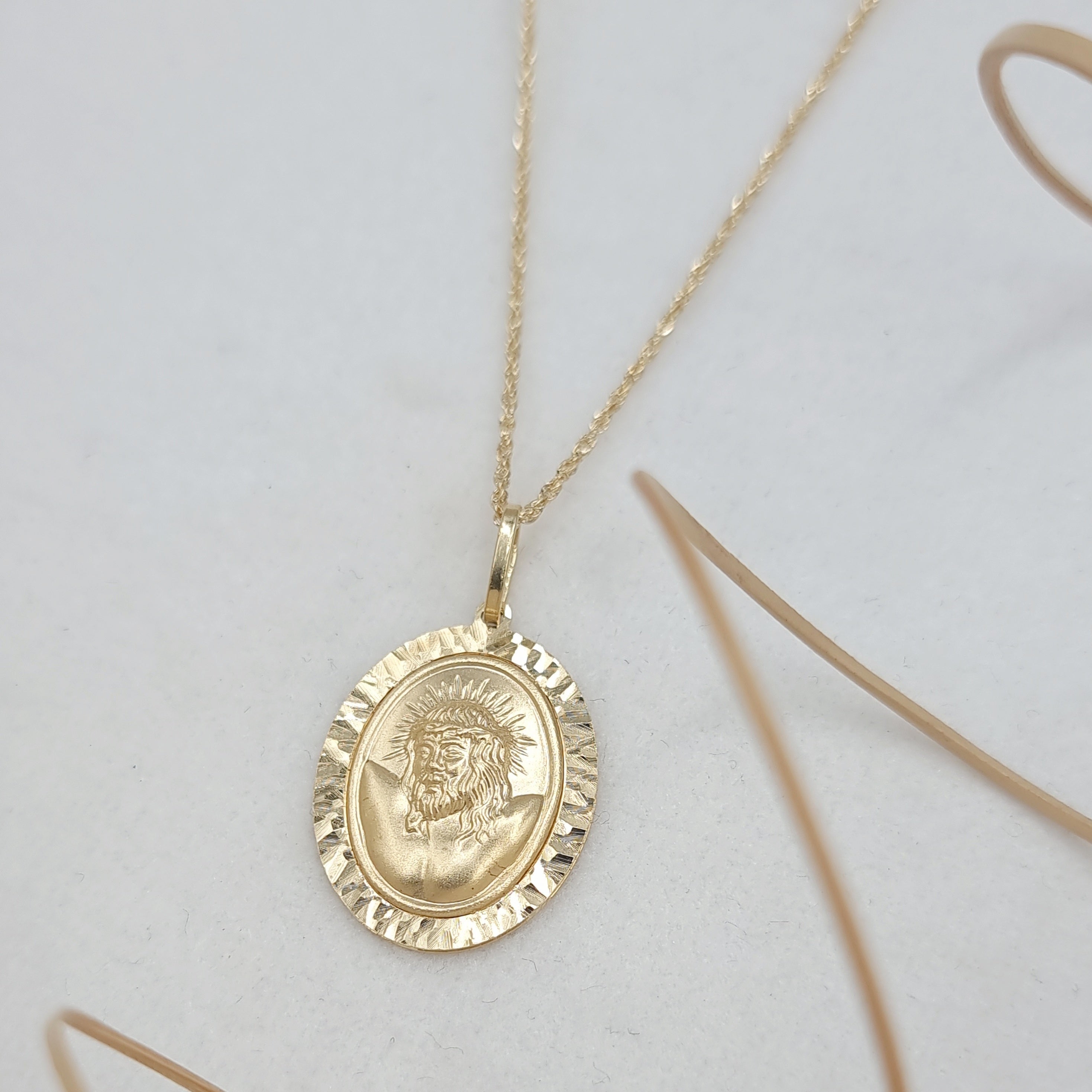 18K Pure Gold Jesus Necklace