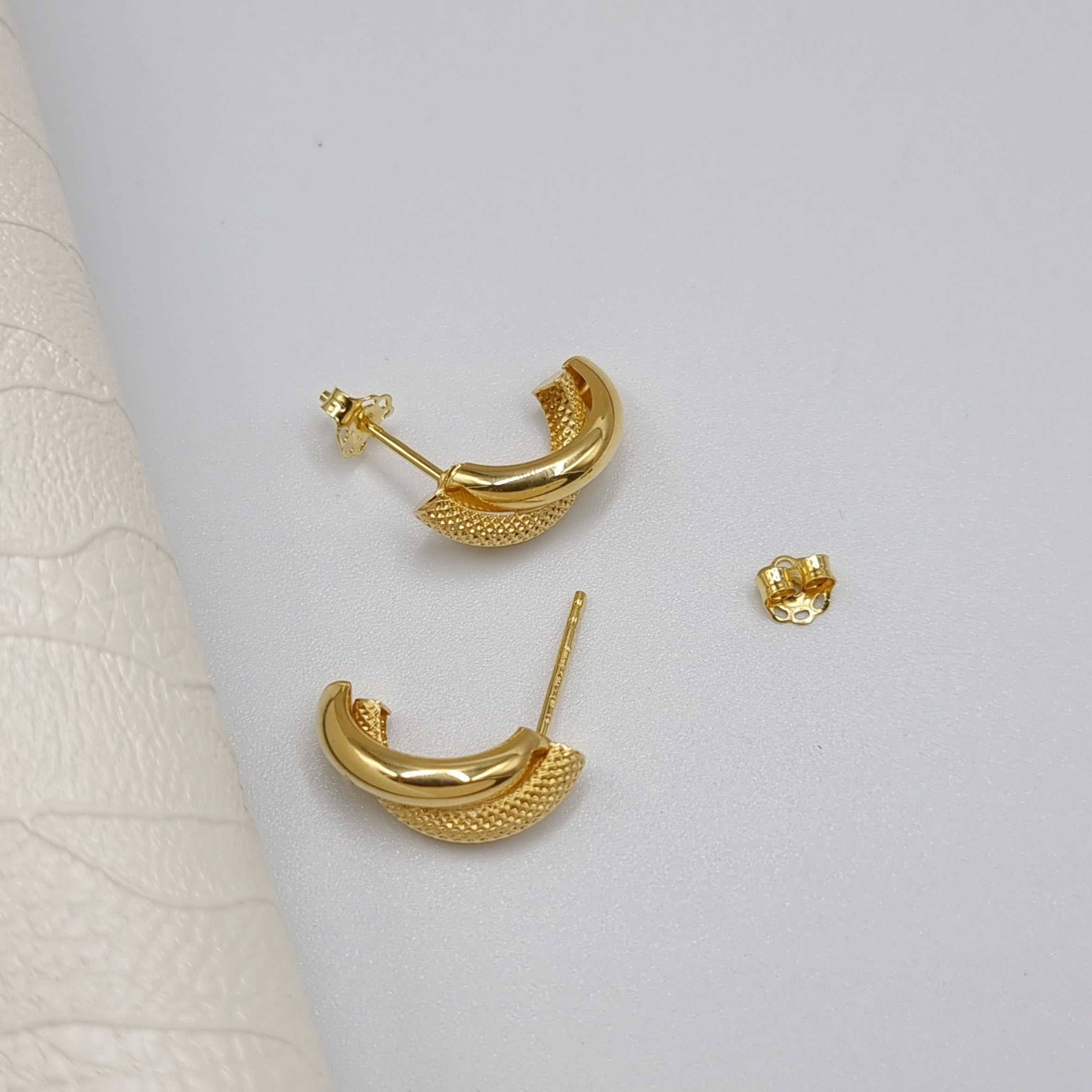 18K Pure Gold Double Twisted Earring Set