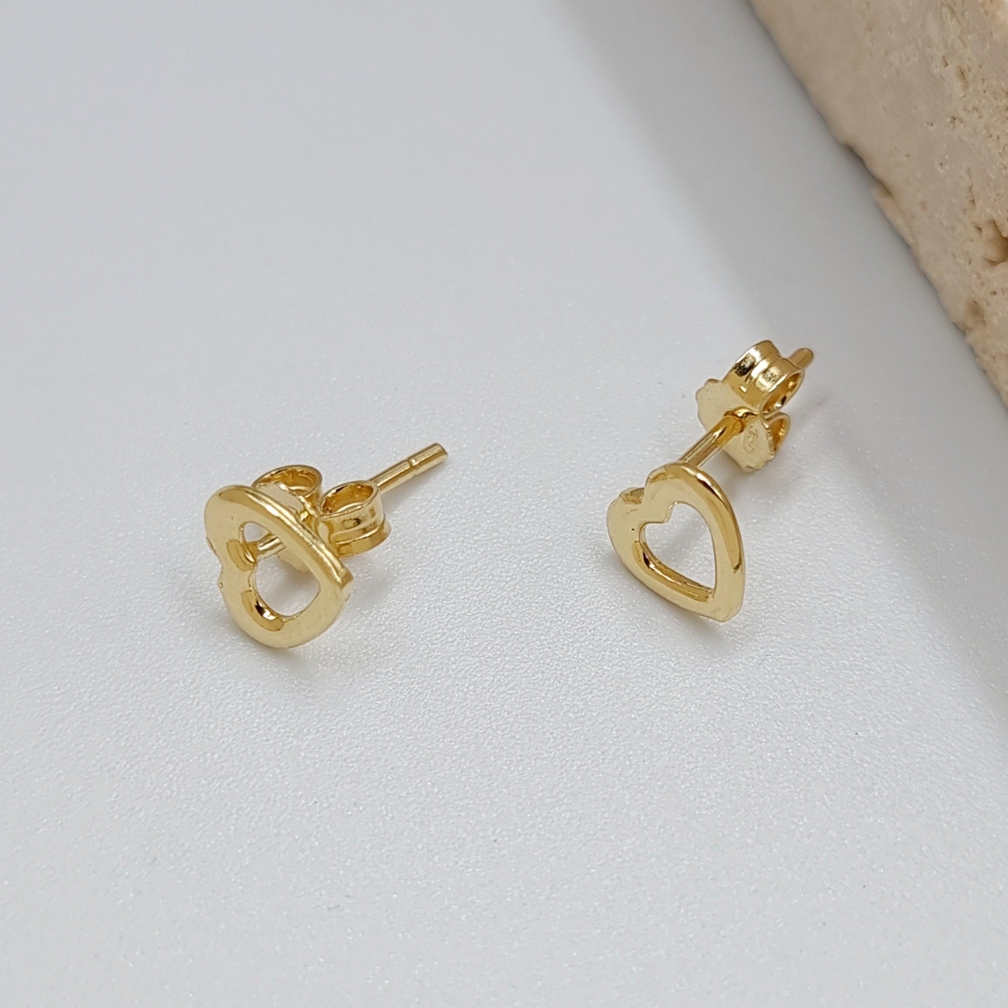 18K Pure Gold Heart Earring Set