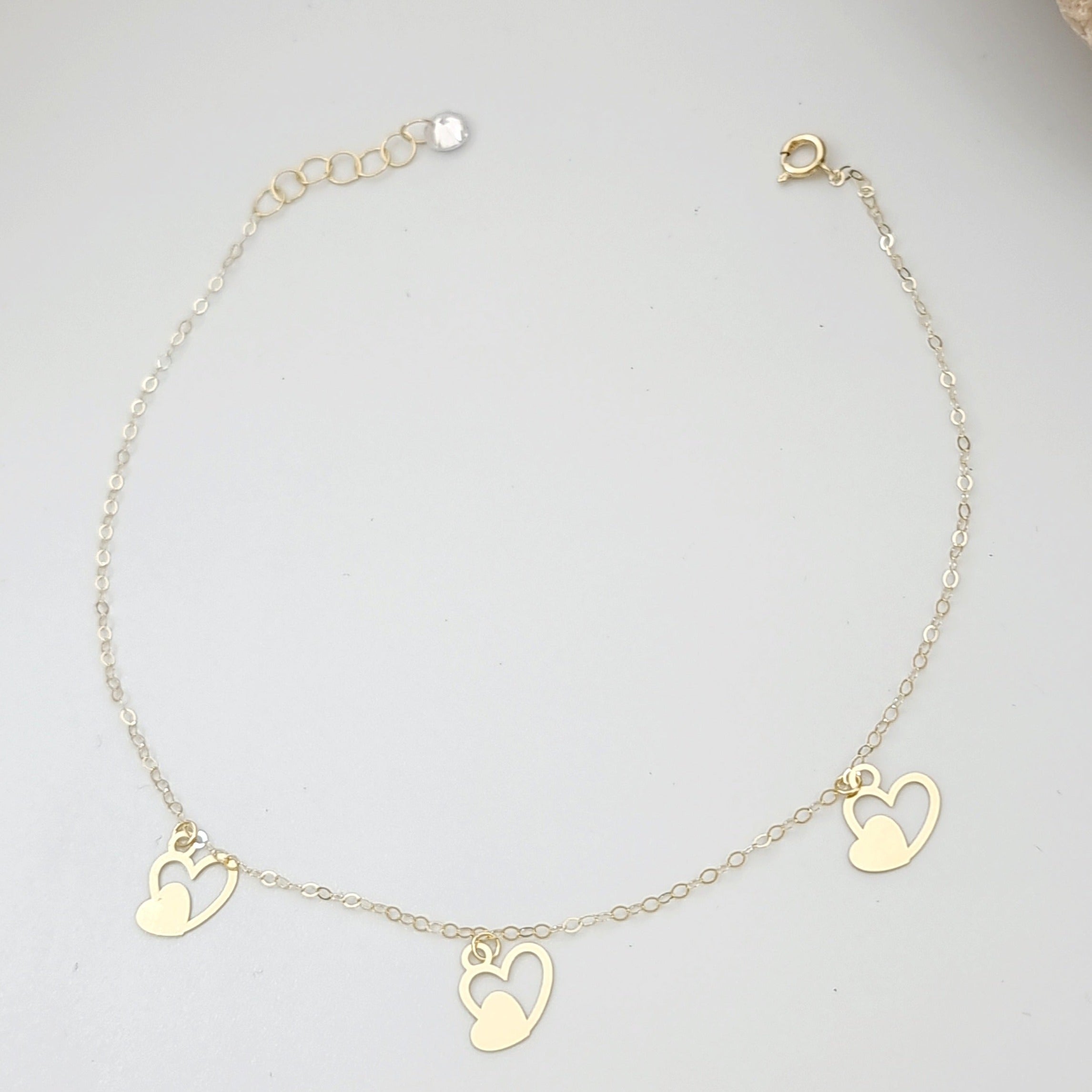 18K Pure Gold Heart Bracelet