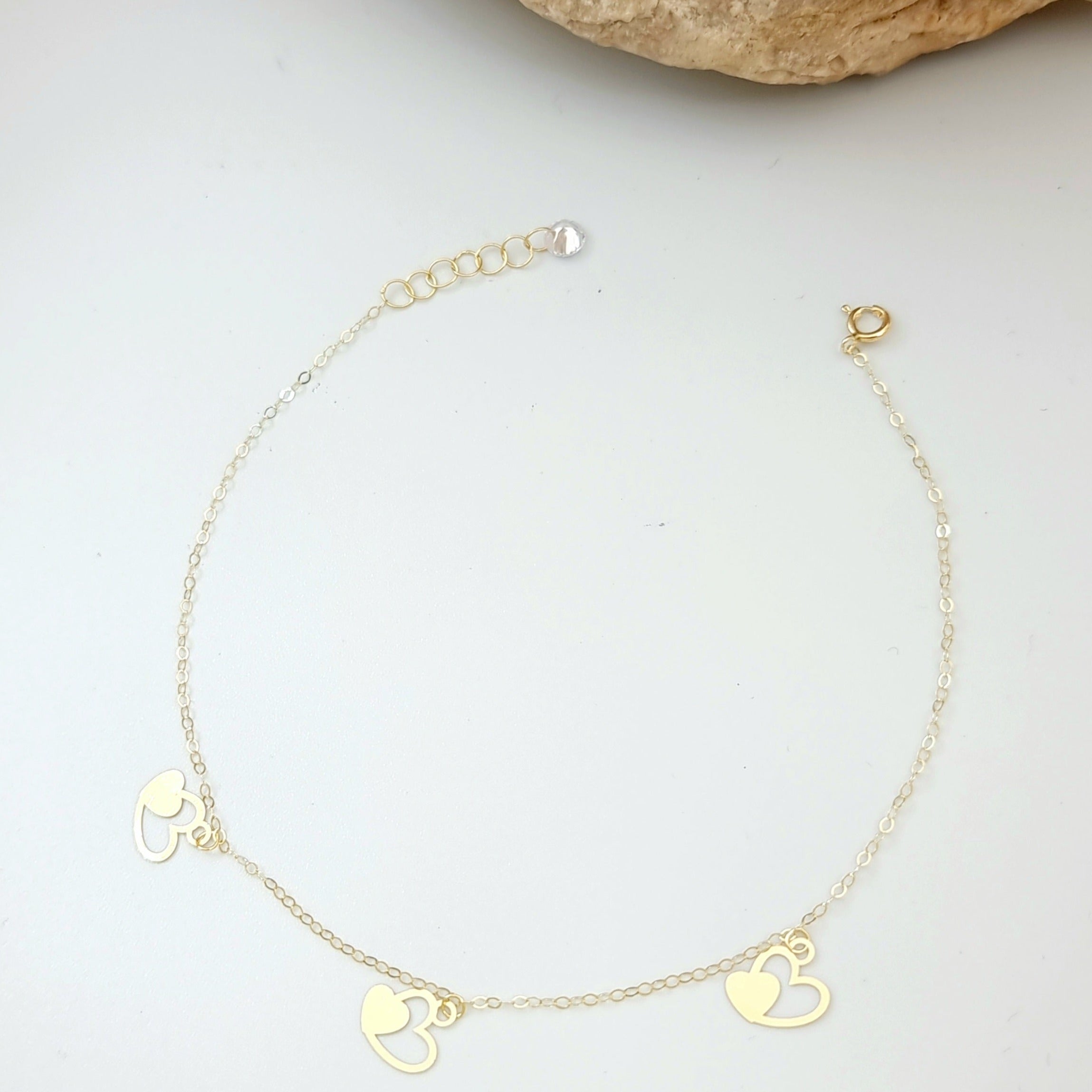 18K Pure Gold Heart Bracelet