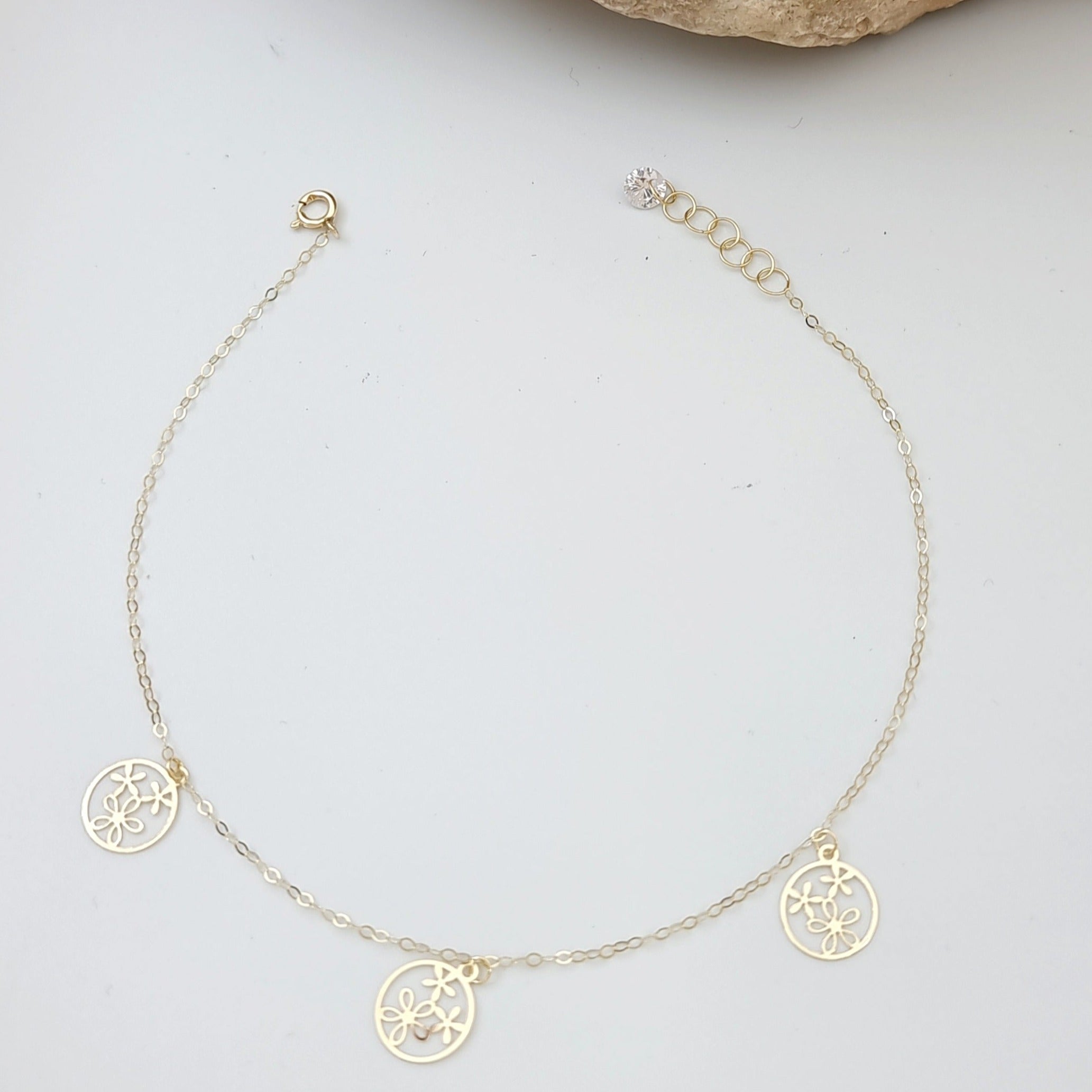 18K Pure Gold Flower Bracelet