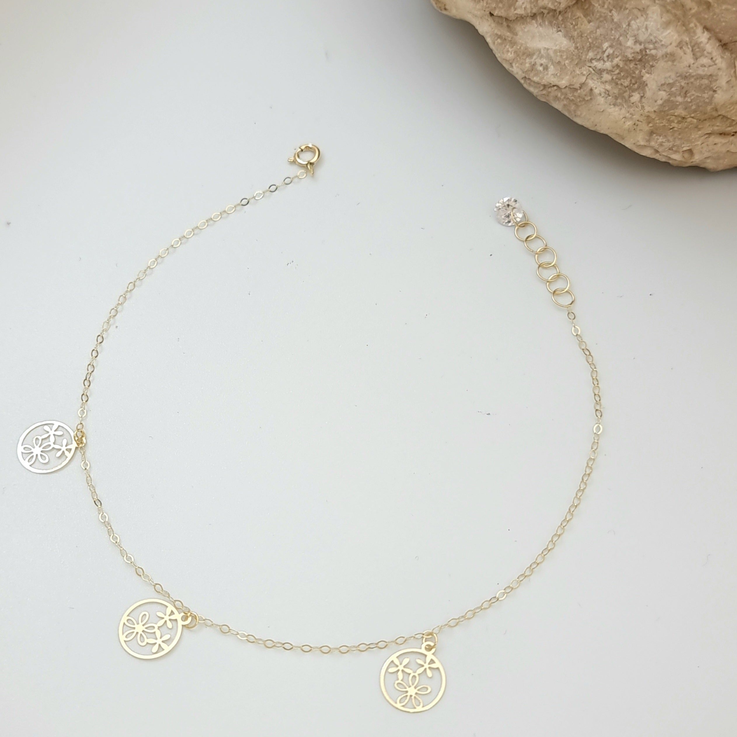 18K Pure Gold Flower Bracelet