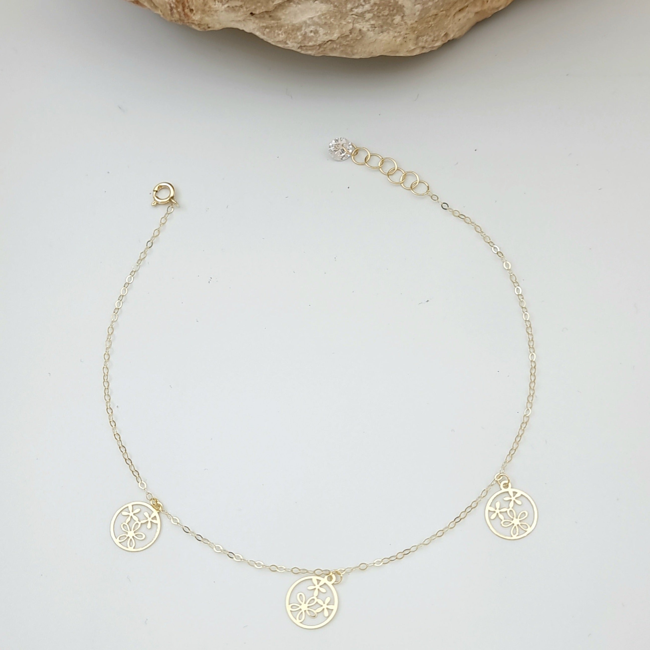 18K Pure Gold Flower Bracelet