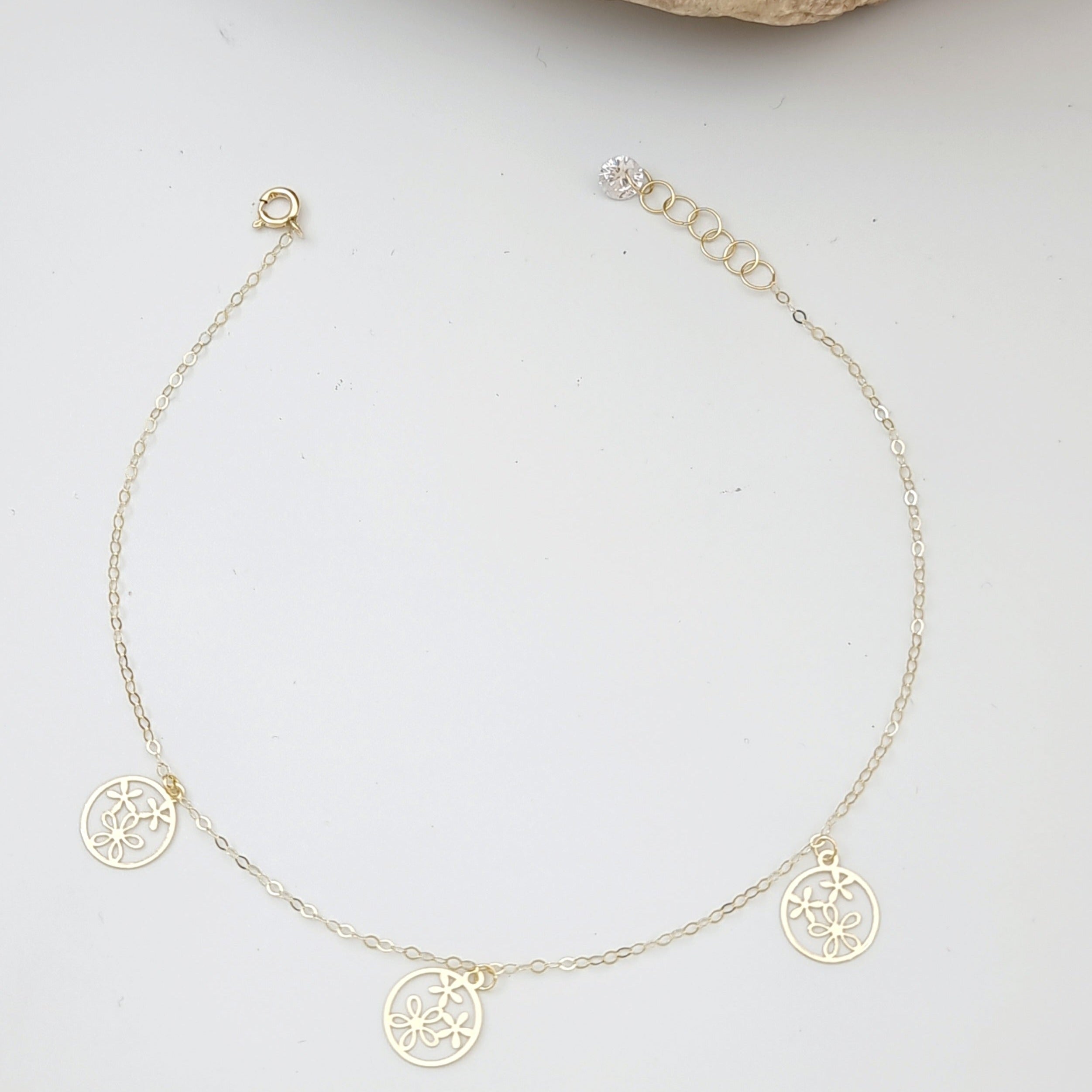 18K Pure Gold Flower Bracelet