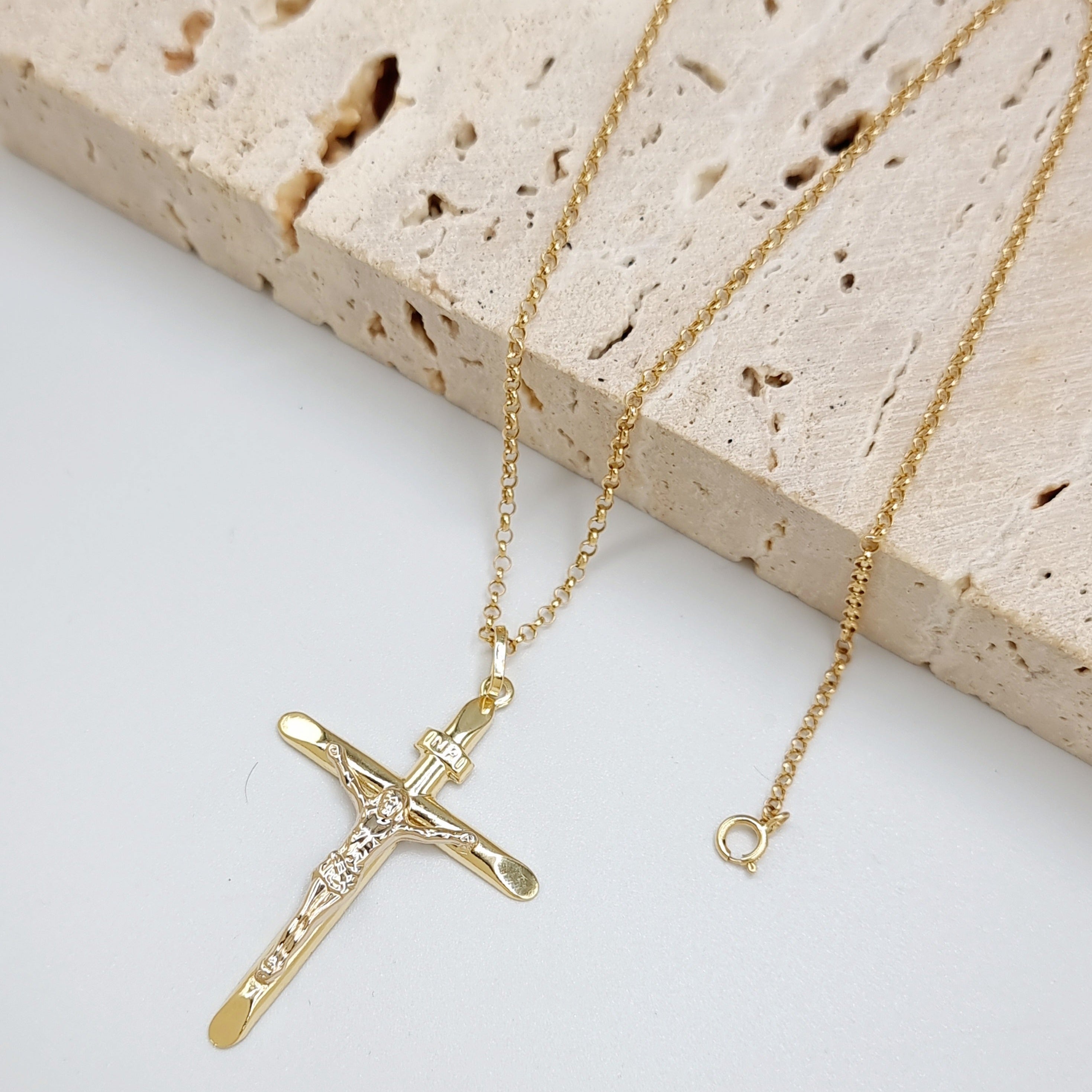 18K Pure Gold Jesus Cross Necklace