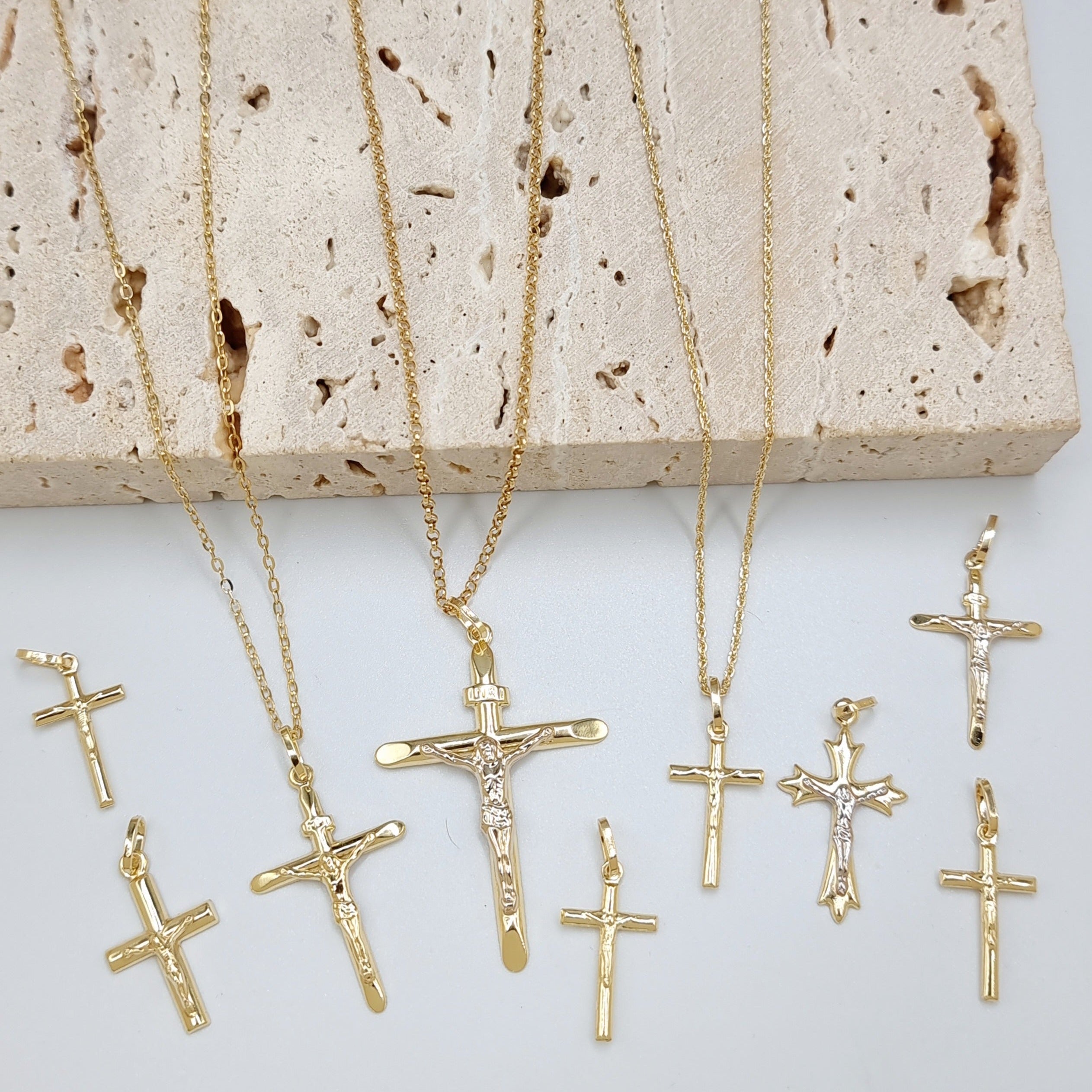 18K Pure Gold Jesus Cross Necklace