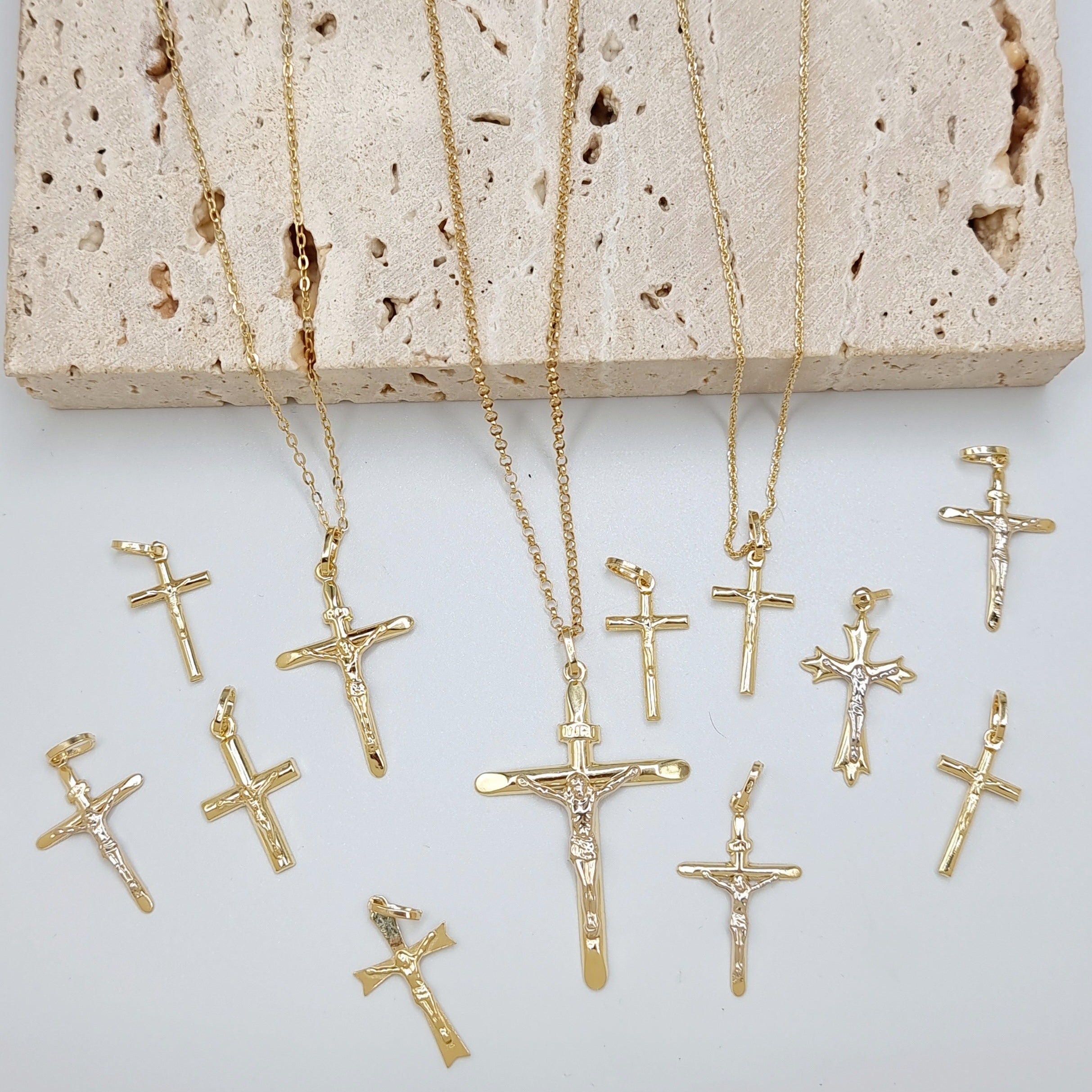 18K Pure Gold Jesus Cross Necklace