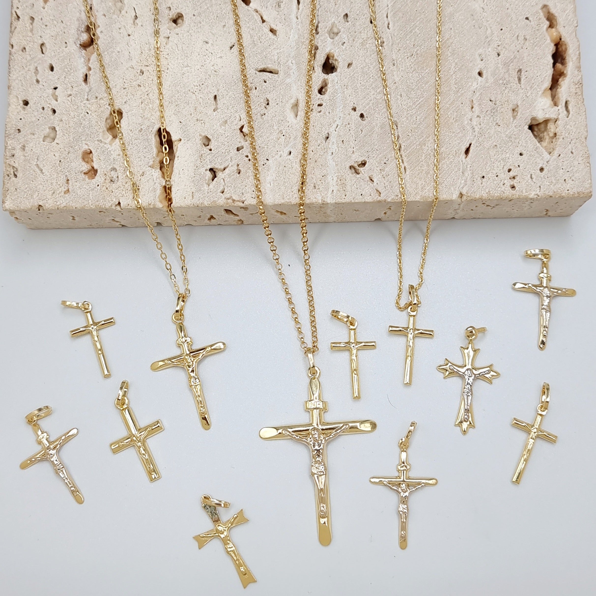 18K Pure Gold Jesus Cross Necklace