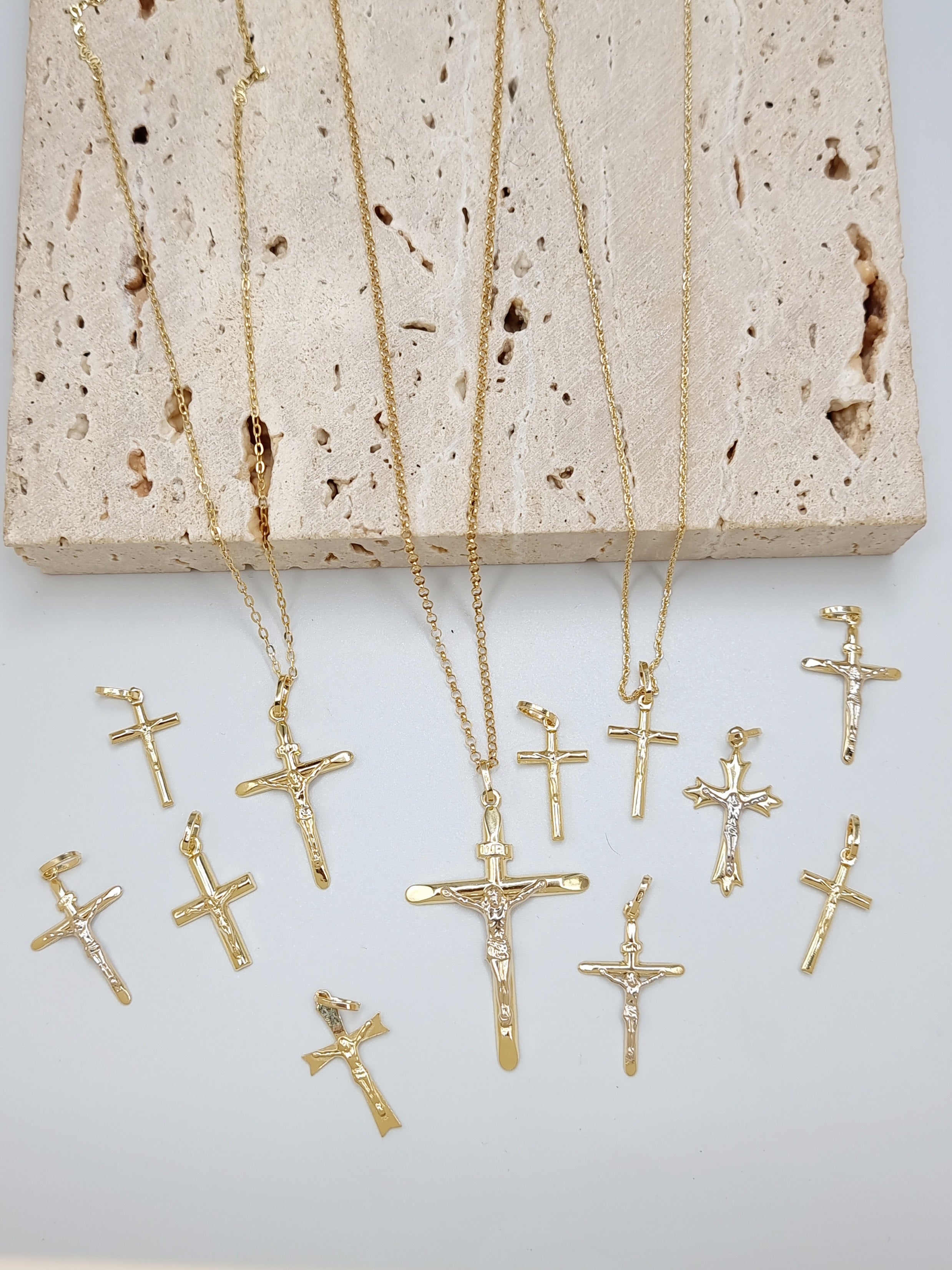 18K Pure Gold Jesus Cross Necklace