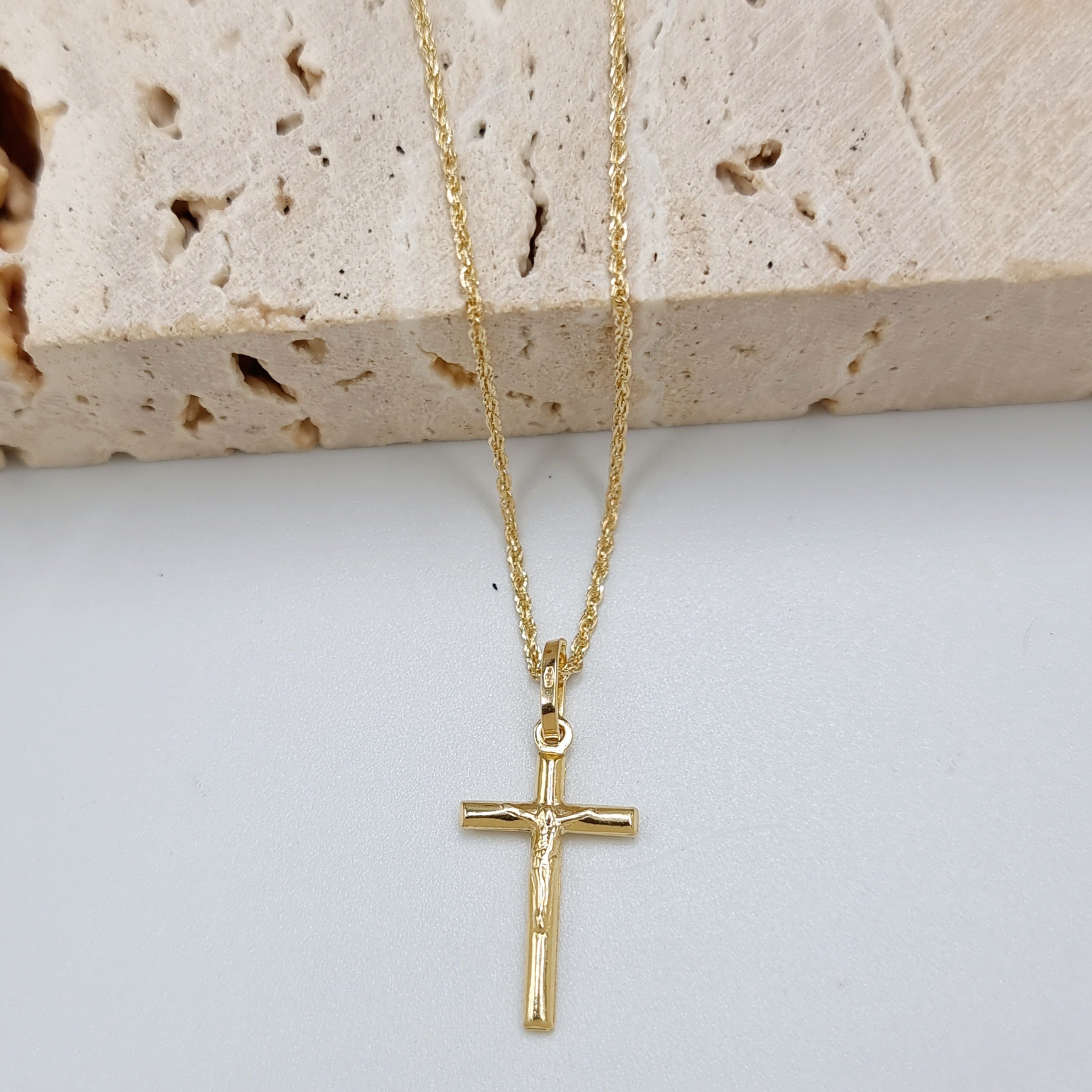 18K Pure Gold Jesus Cross Necklace