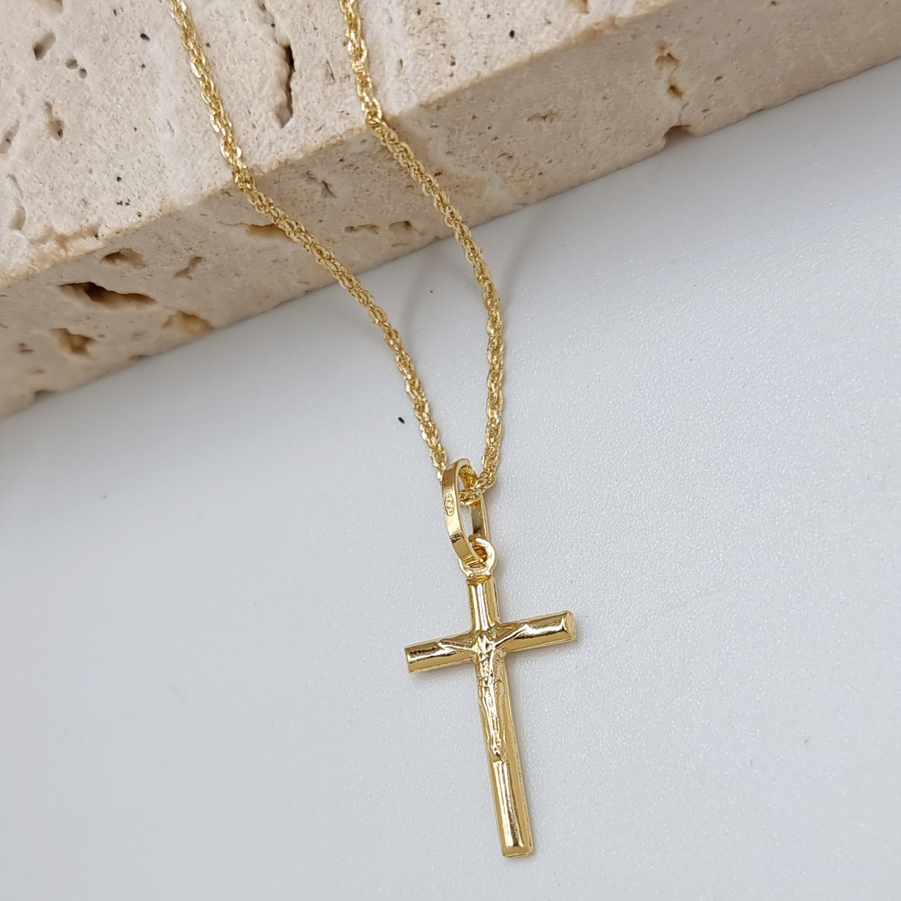 18K Pure Gold Jesus Cross Necklace