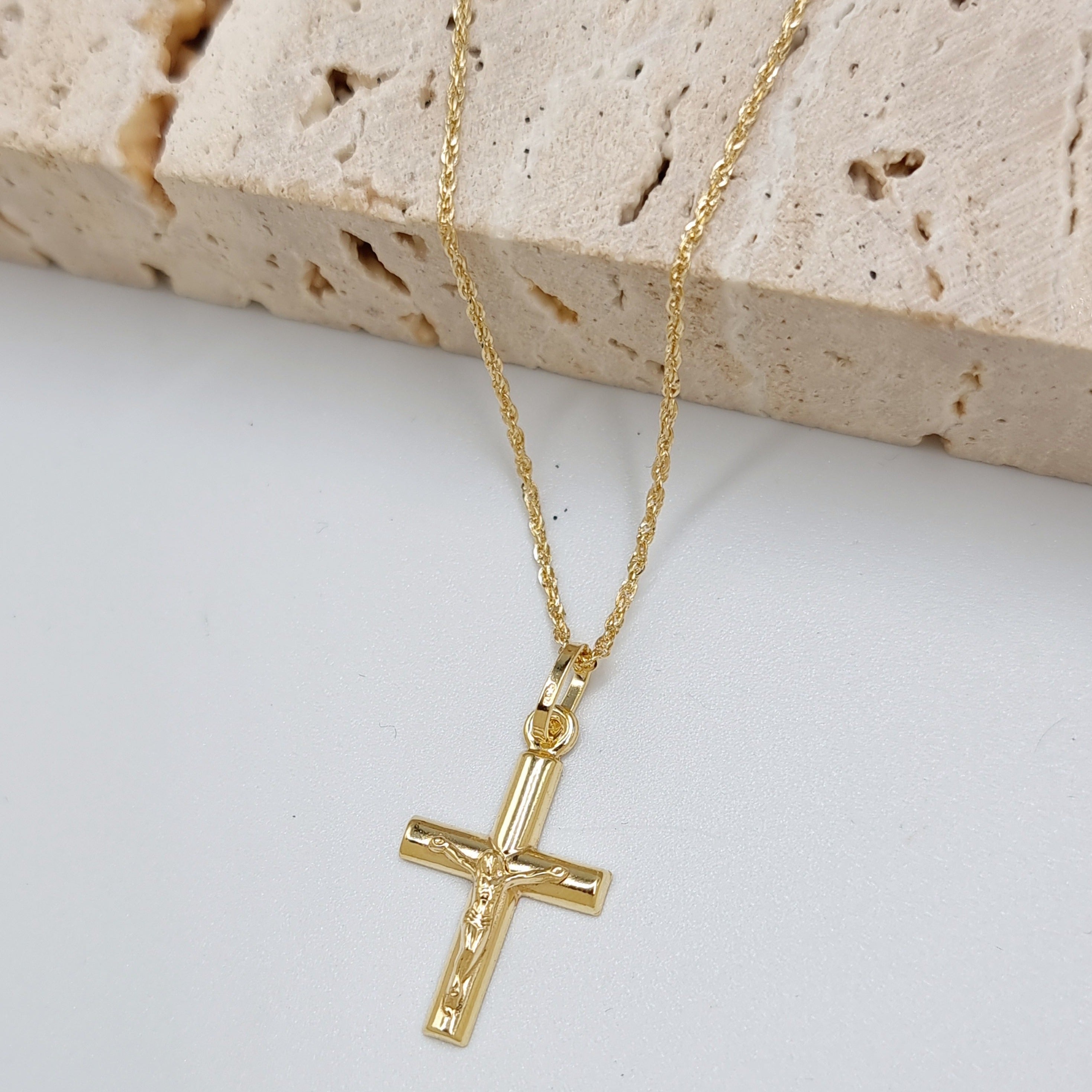 18K Pure Gold Jesus Cross Necklace – Tala Gold Collection