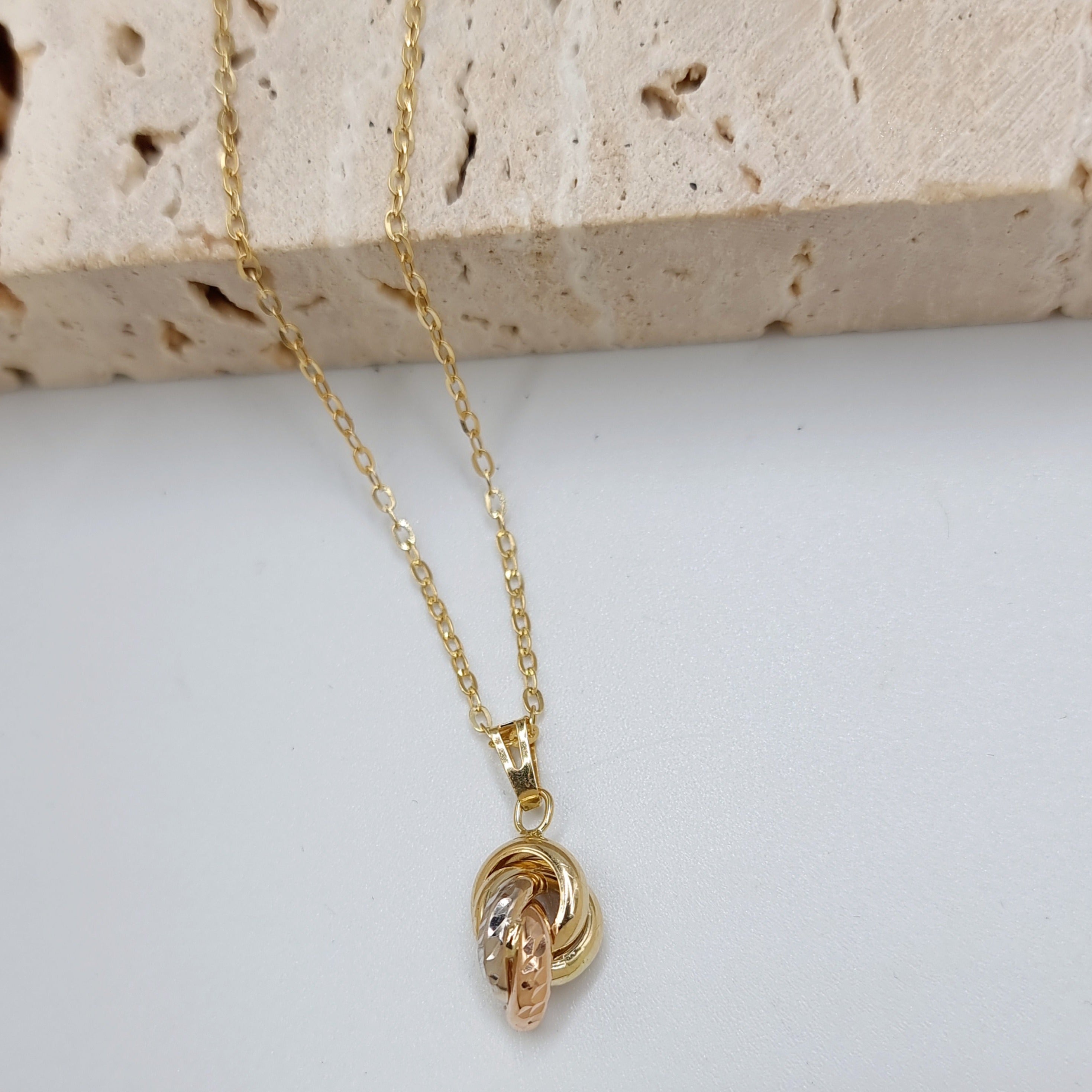 18K Pure Gold 3 Color Necklace