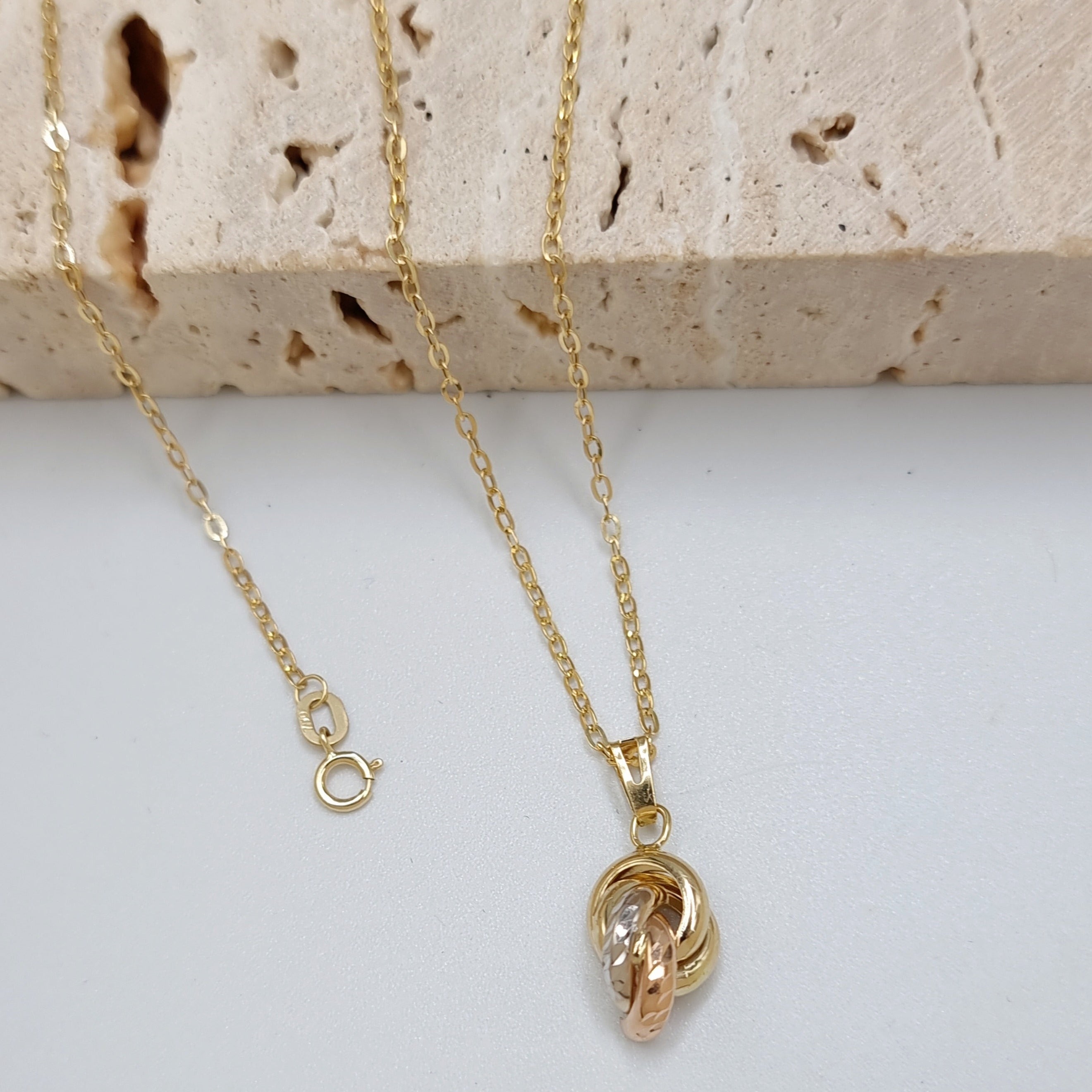 18K Pure Gold 3 Color Necklace