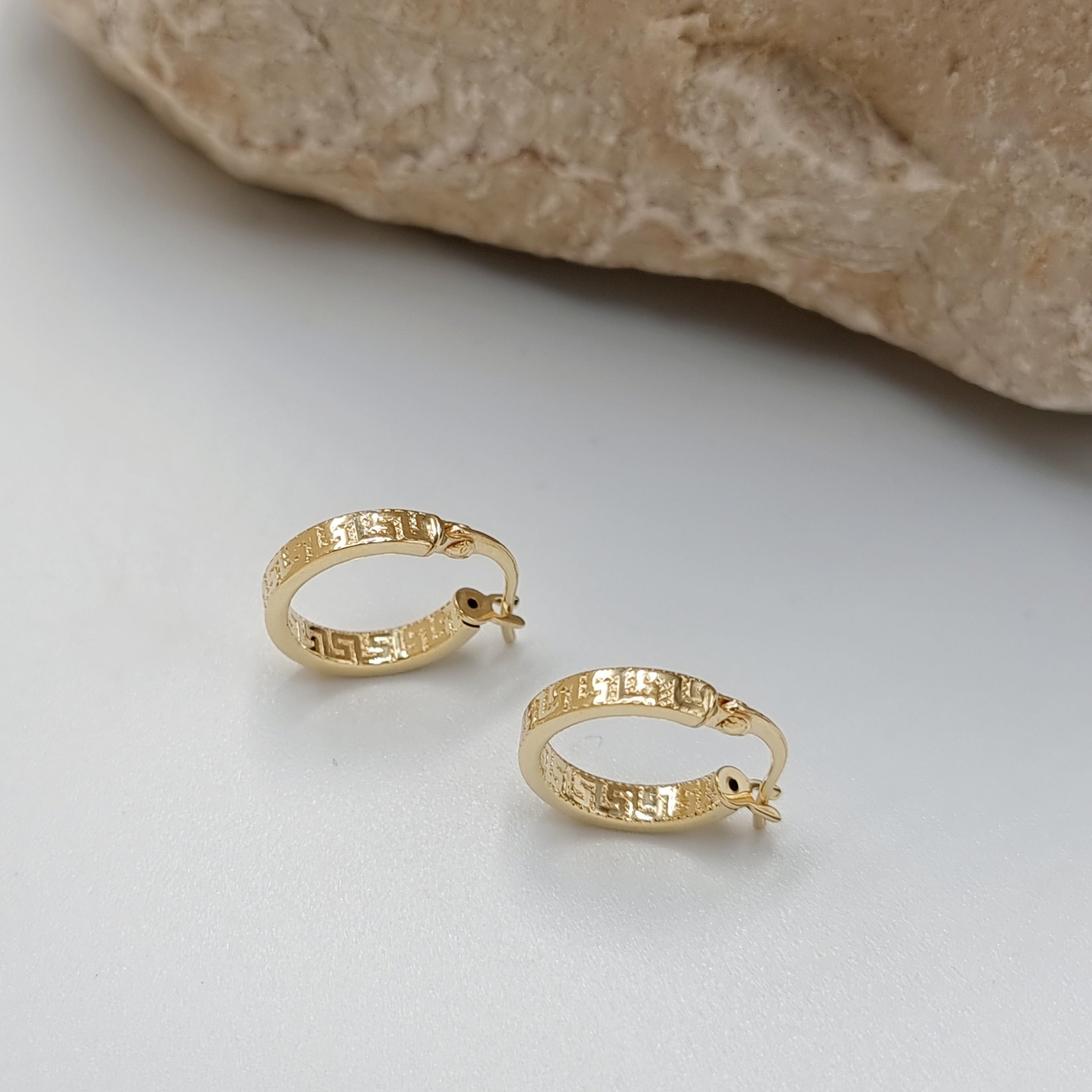 18K Pure Gold V.R.C Round Earring Set